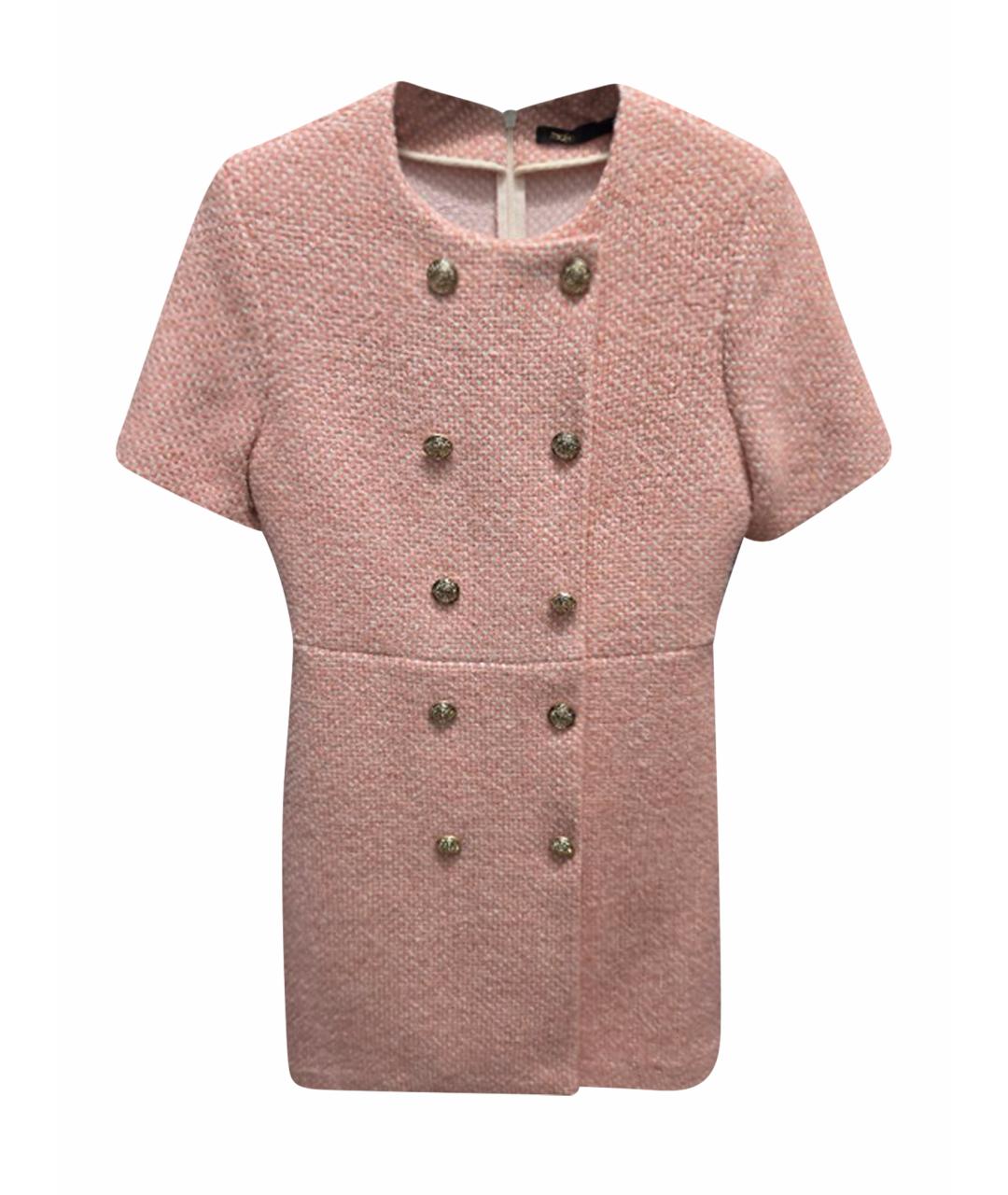 MAJE Коралловое шерстяное повседневное платье, фото 1