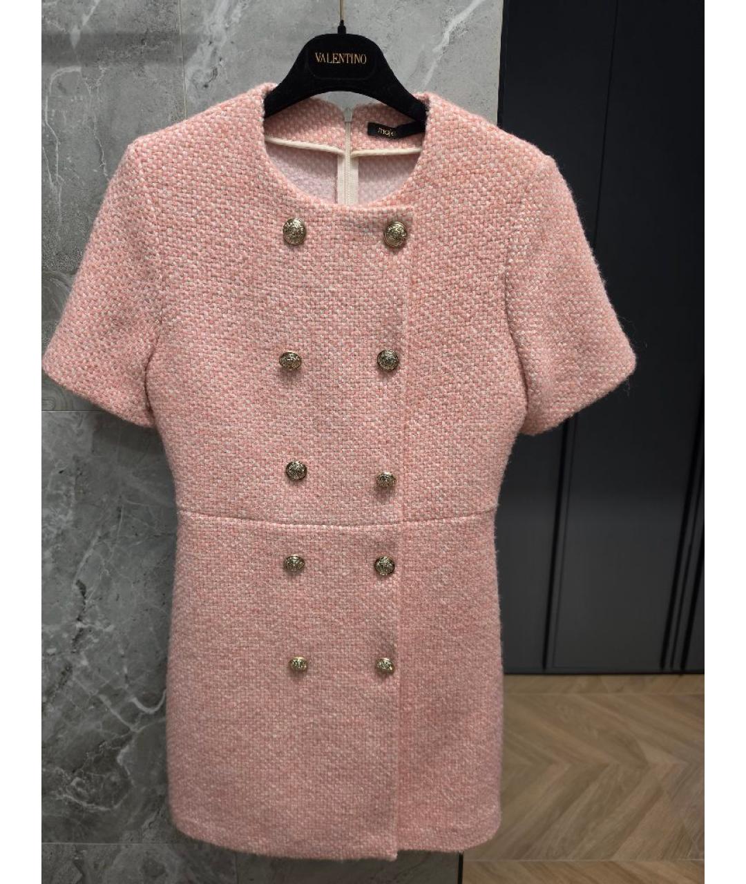 MAJE Коралловое шерстяное повседневное платье, фото 5