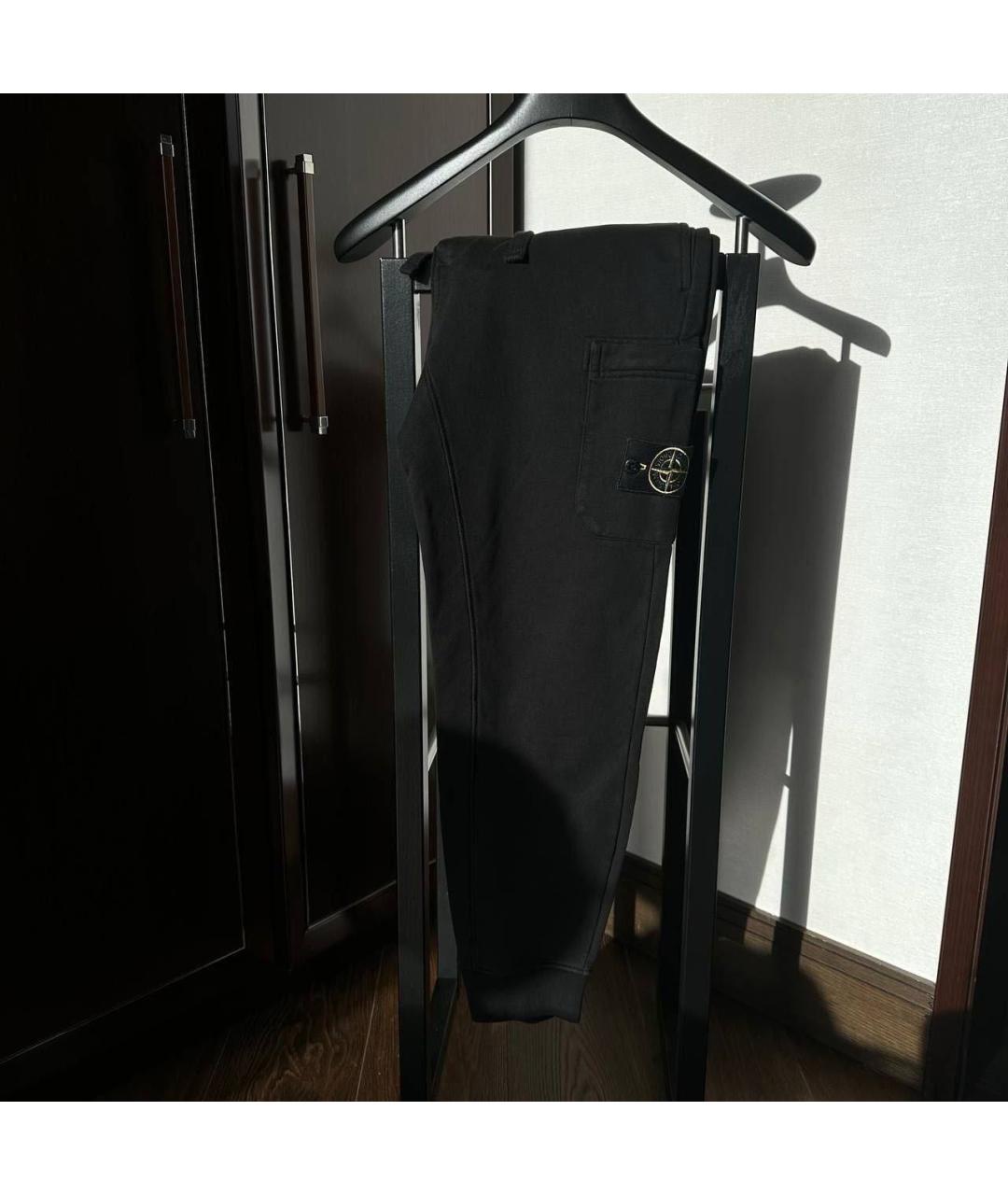 STONE ISLAND Черные хлопковые повседневные брюки, фото 4