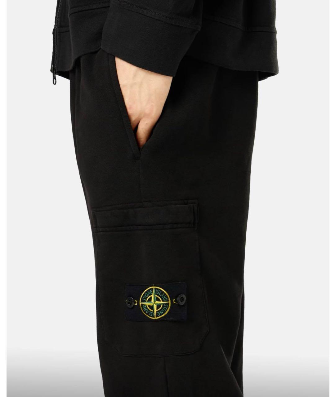 STONE ISLAND Черные хлопковые повседневные брюки, фото 5