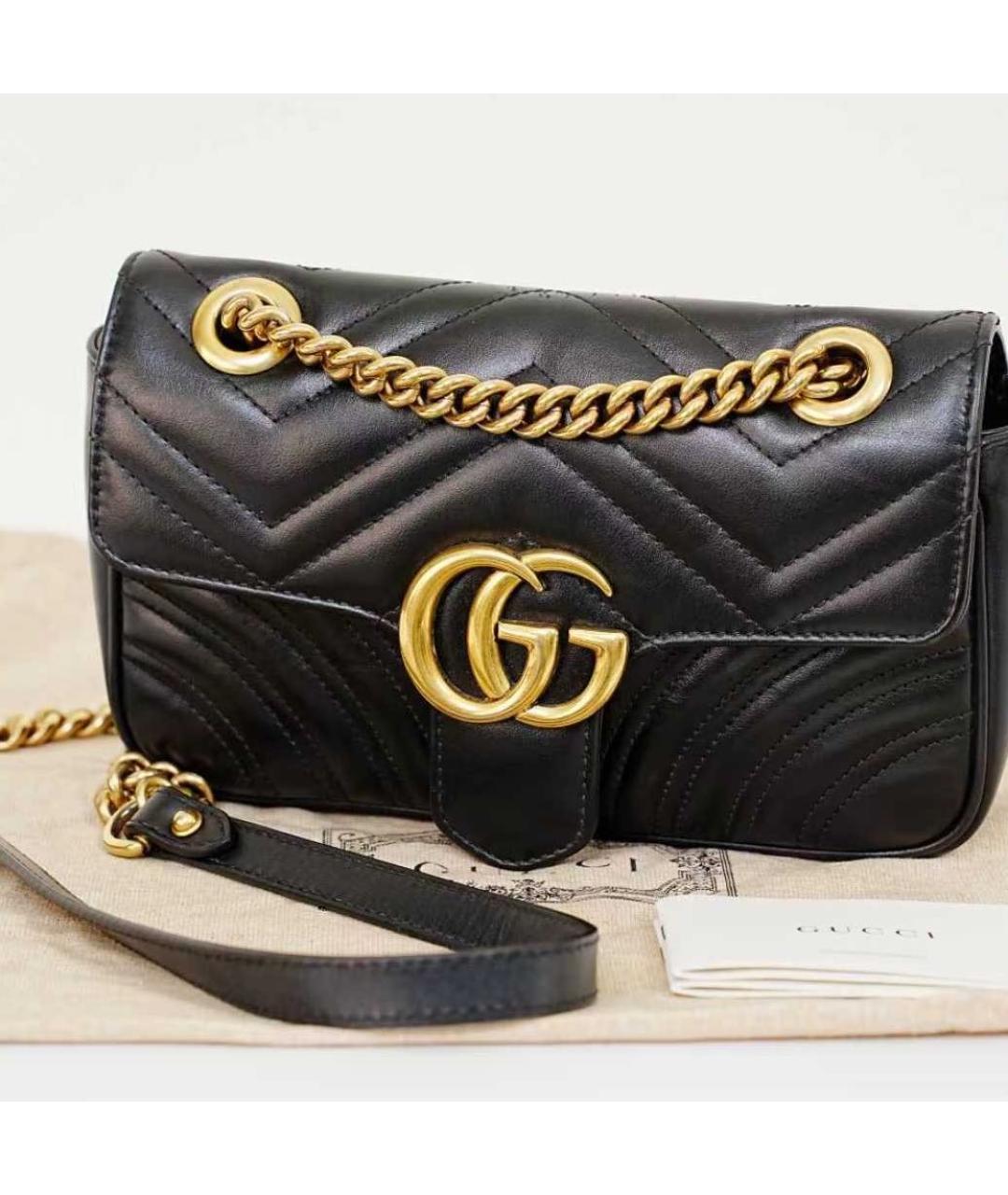 GUCCI Черная кожаная сумка через плечо, фото 2