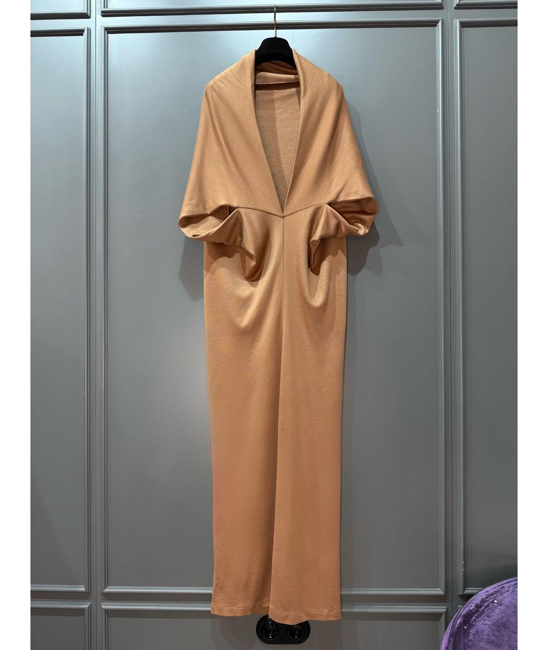 BOTTEGA VENETA Бежевое вискозное вечернее платье, фото 8