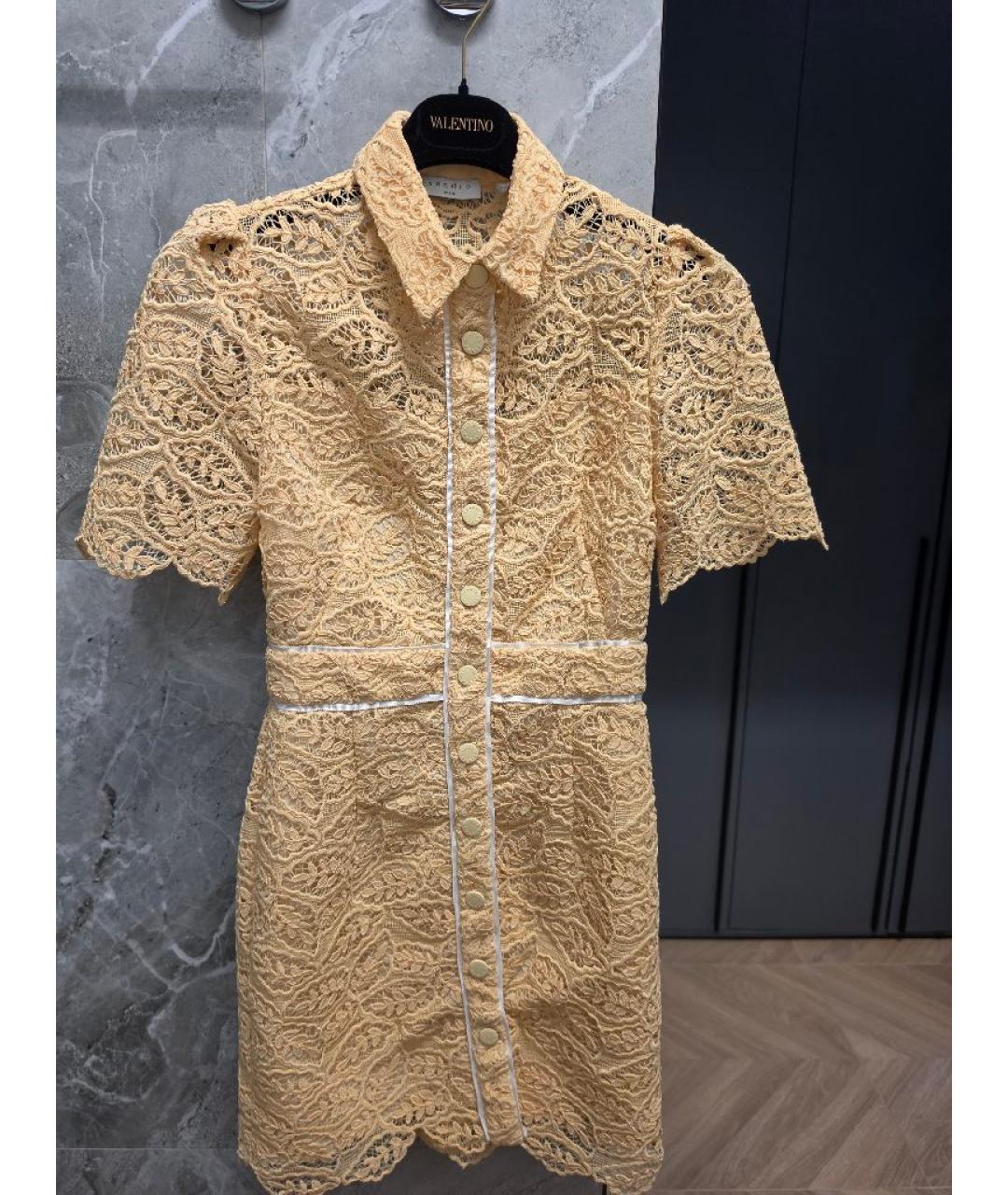 SANDRO Желтое кружевное повседневное платье, фото 5