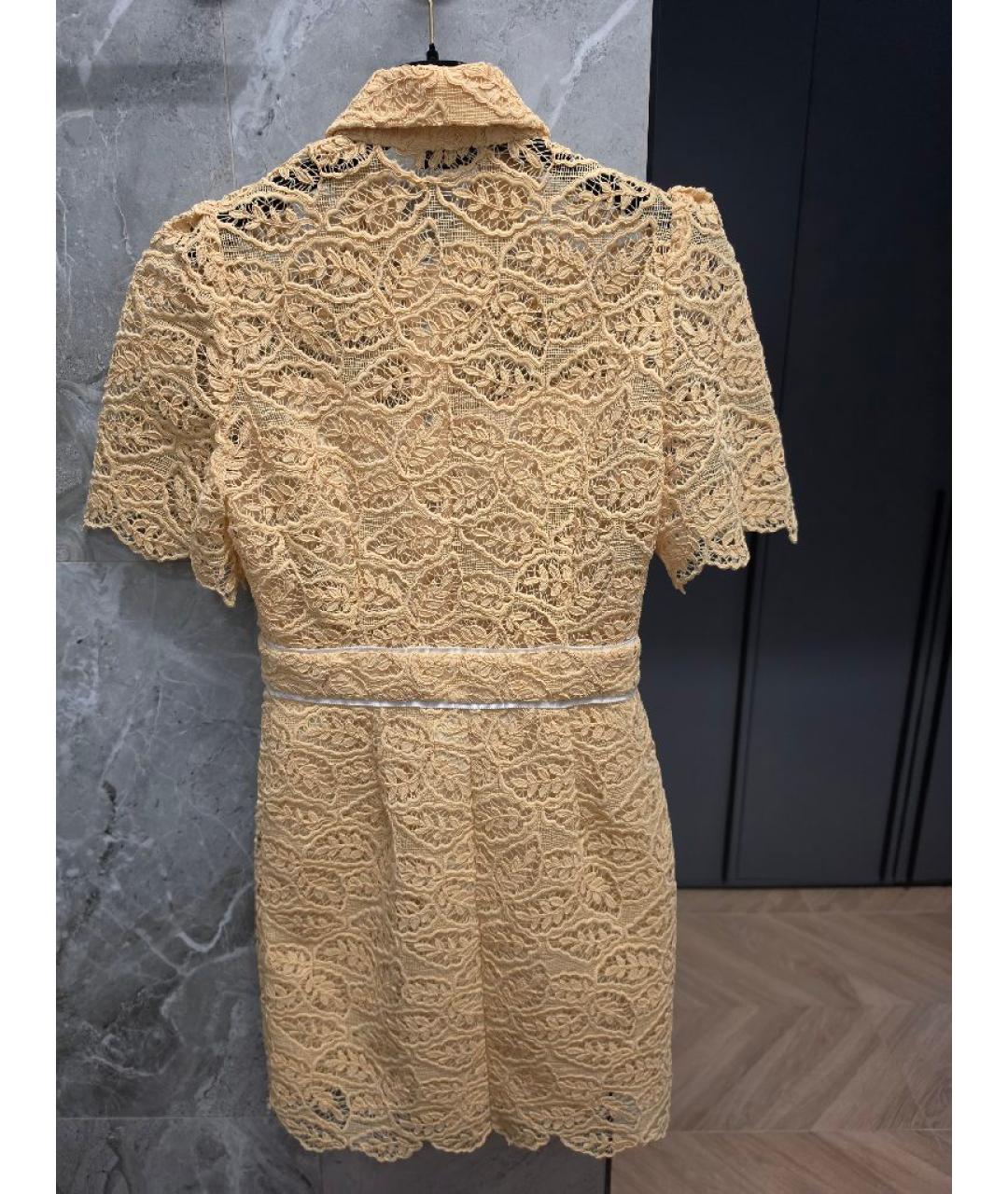 SANDRO Желтое кружевное повседневное платье, фото 2