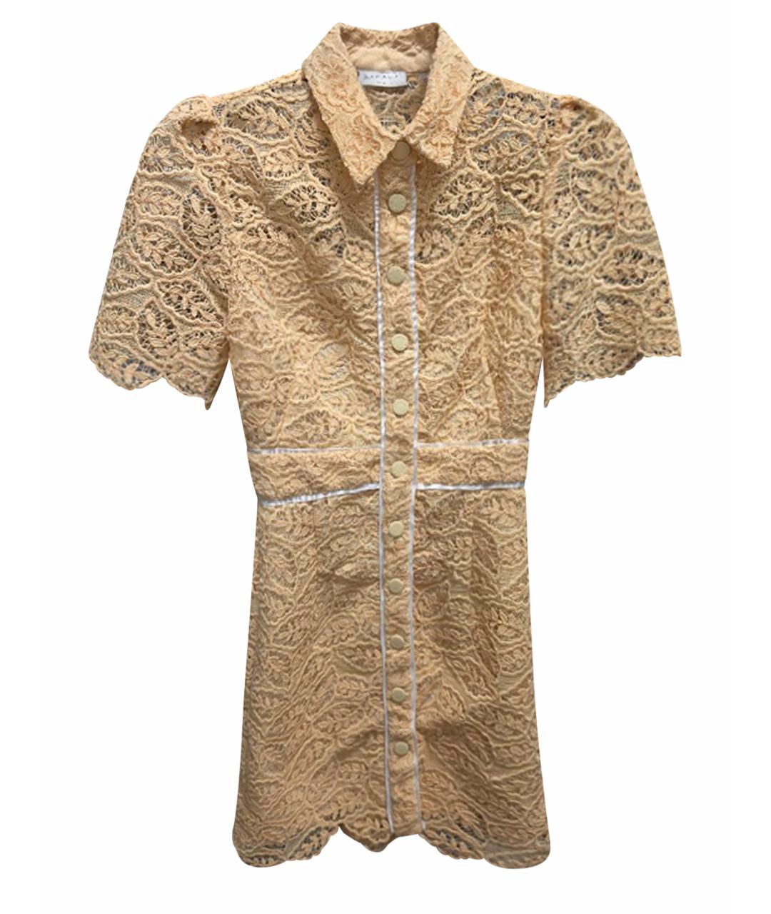 SANDRO Желтое кружевное повседневное платье, фото 1