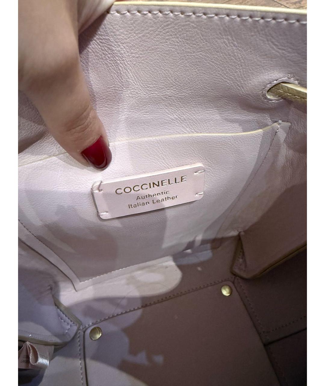 COCCINELLE Бежевая кожаная сумка тоут, фото 4