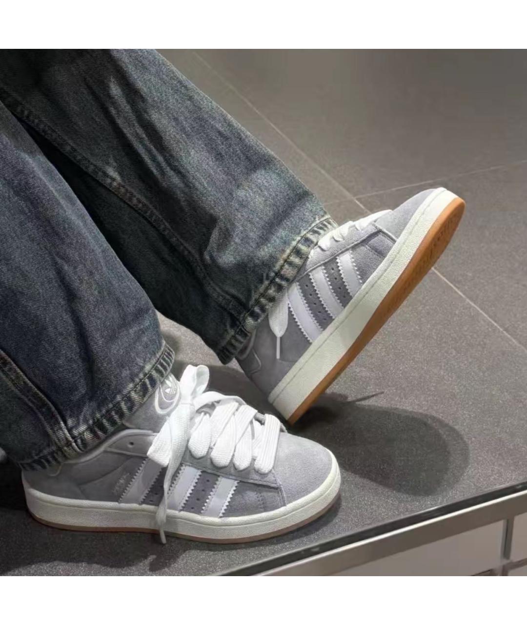 ADIDAS Серые замшевые кроссовки, фото 2