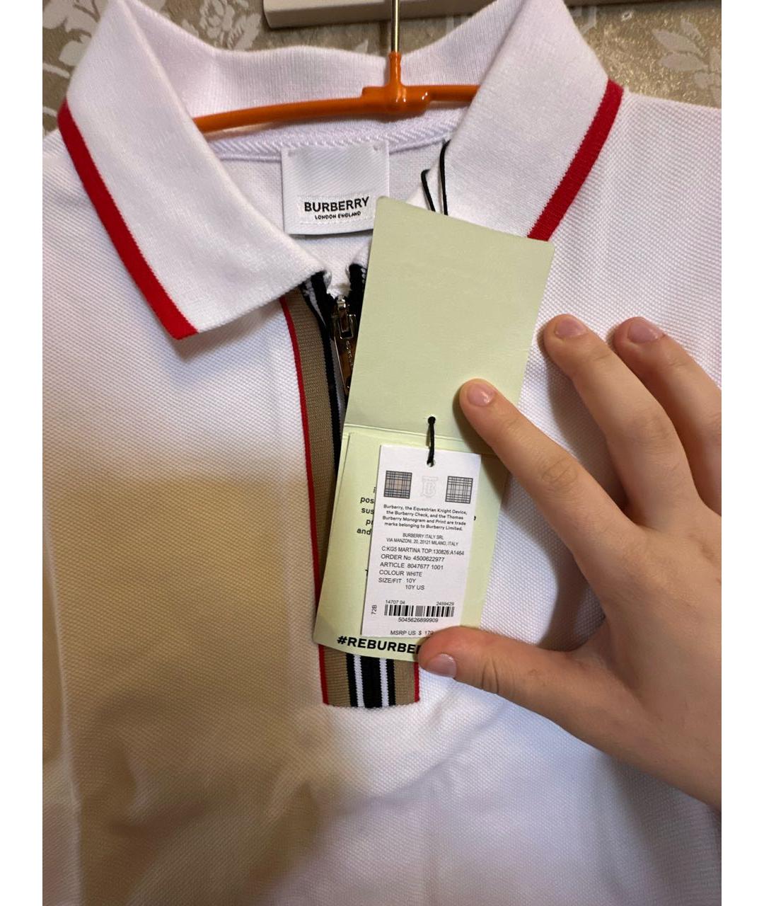 BURBERRY Белый хлопковый детская футболка / топ, фото 4