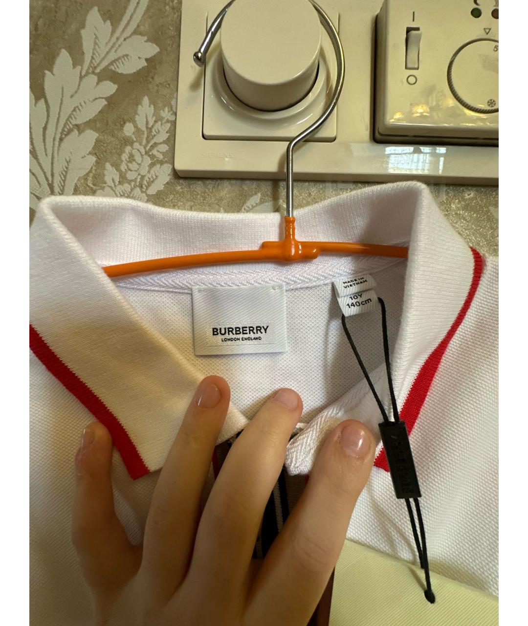 BURBERRY Белый хлопковый детская футболка / топ, фото 6