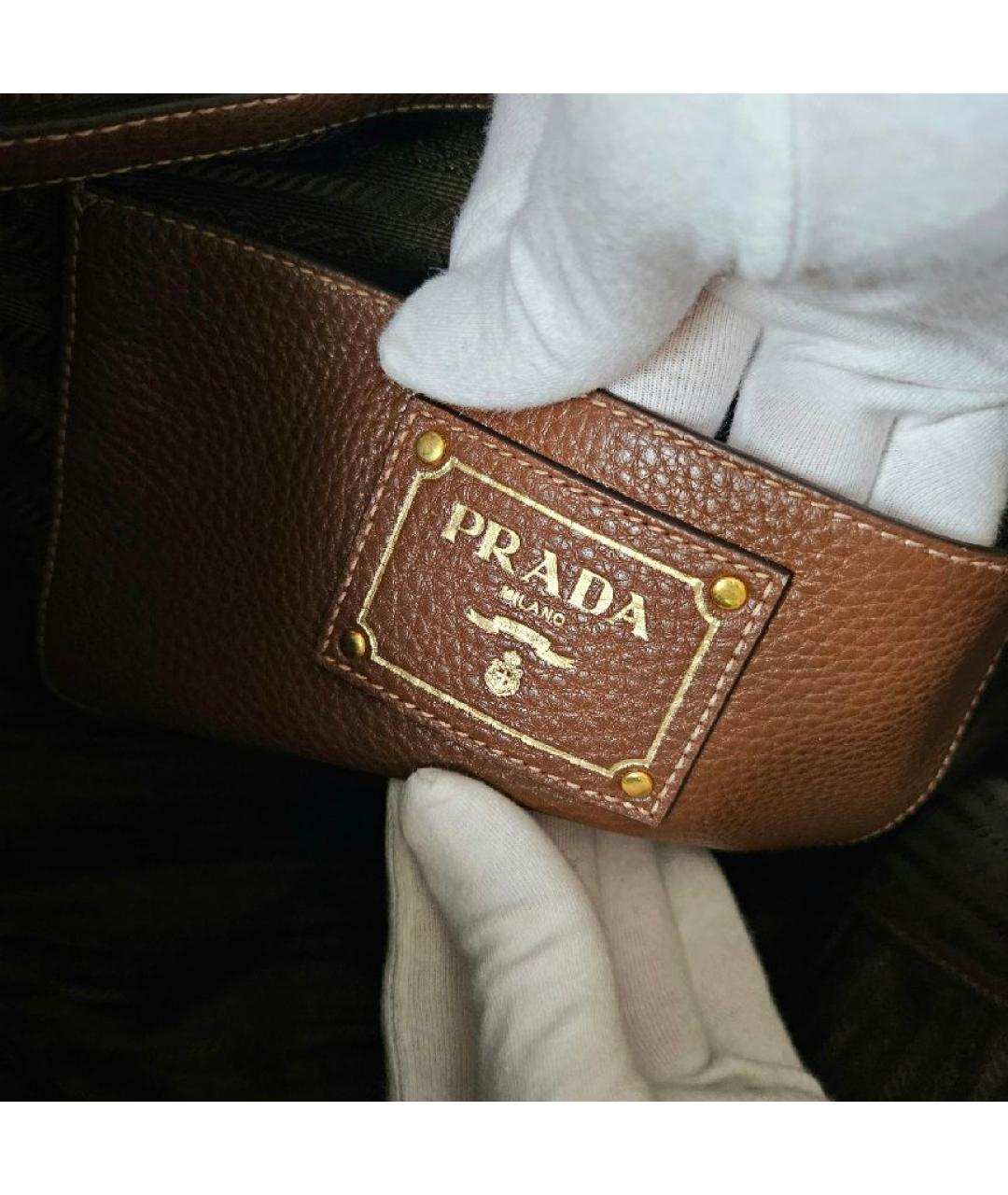 PRADA Коричневая кожаная сумка тоут, фото 4