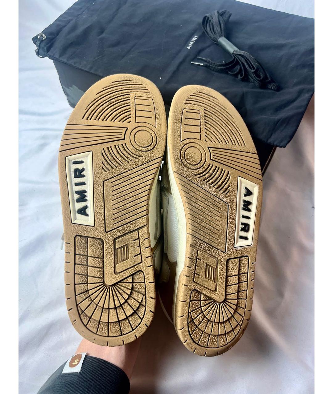 AMIRI Бежевые кожаные низкие кроссовки / кеды, фото 3