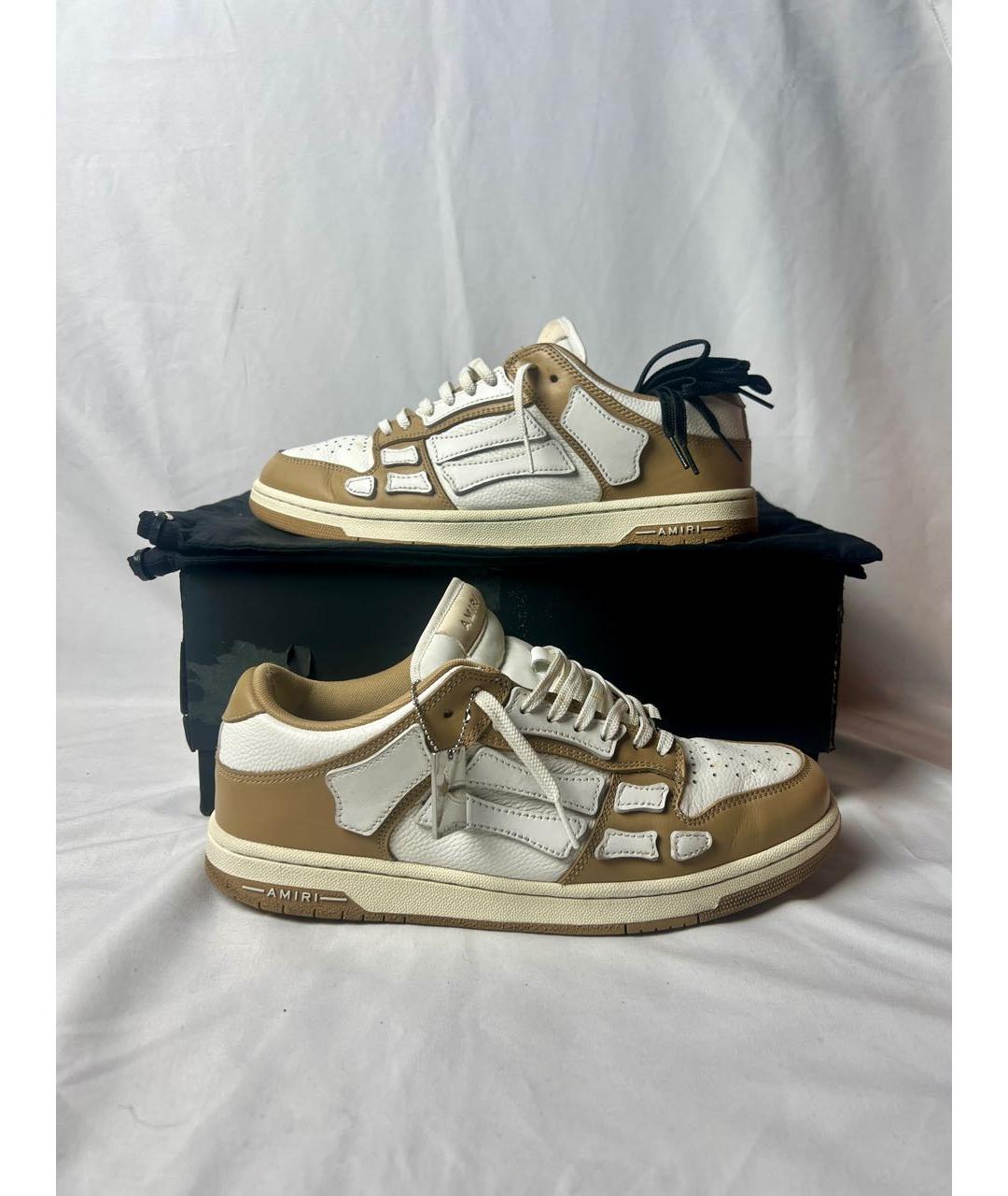 AMIRI Бежевые кожаные низкие кроссовки / кеды, фото 6