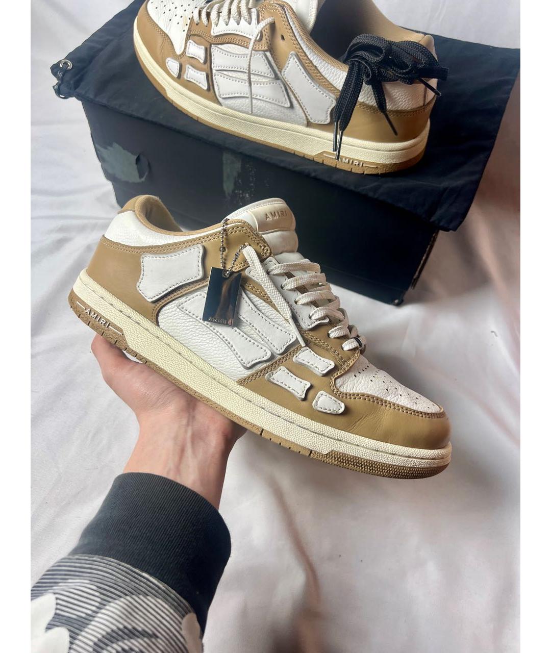 AMIRI Бежевые кожаные низкие кроссовки / кеды, фото 2
