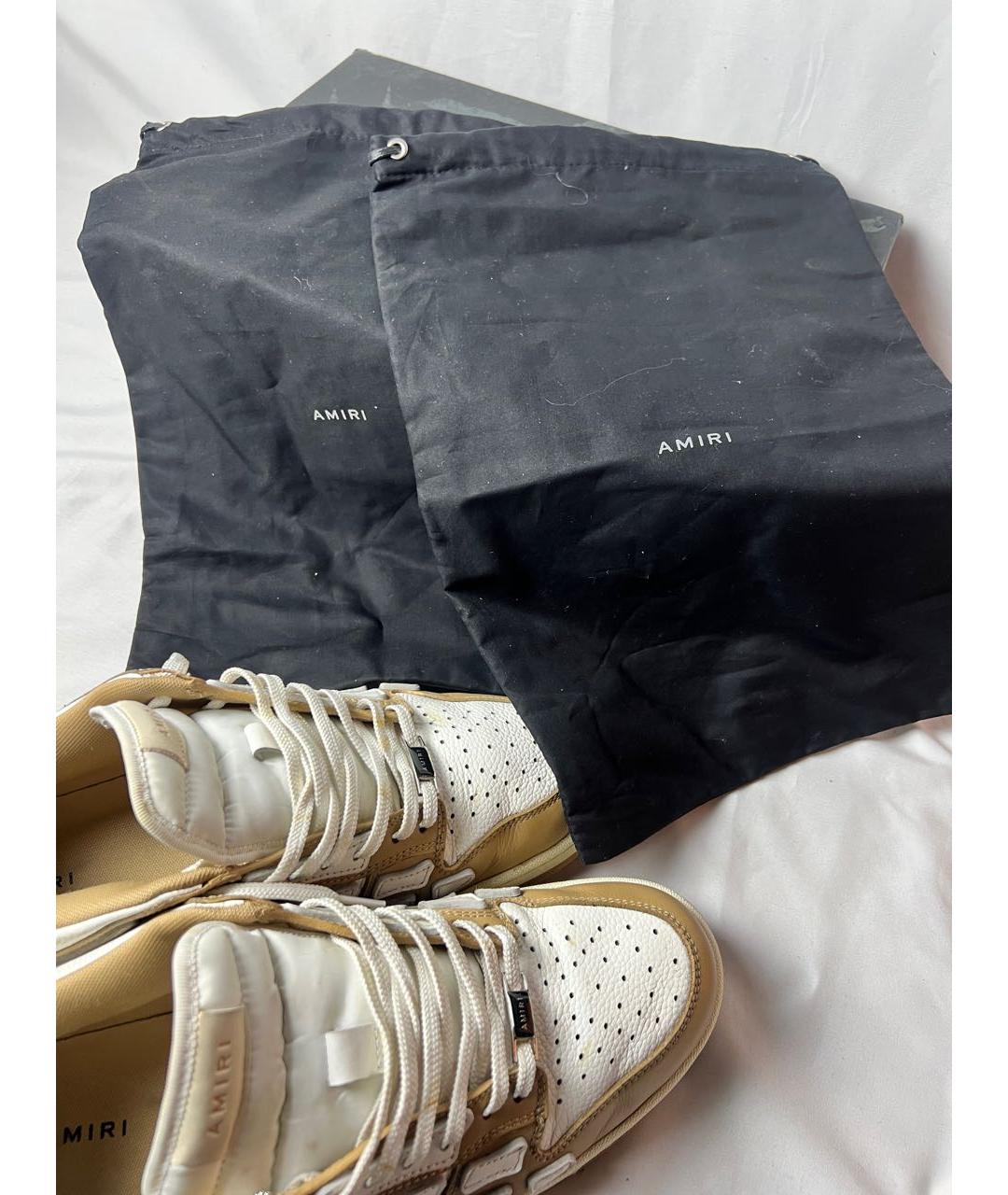 AMIRI Бежевые кожаные низкие кроссовки / кеды, фото 4