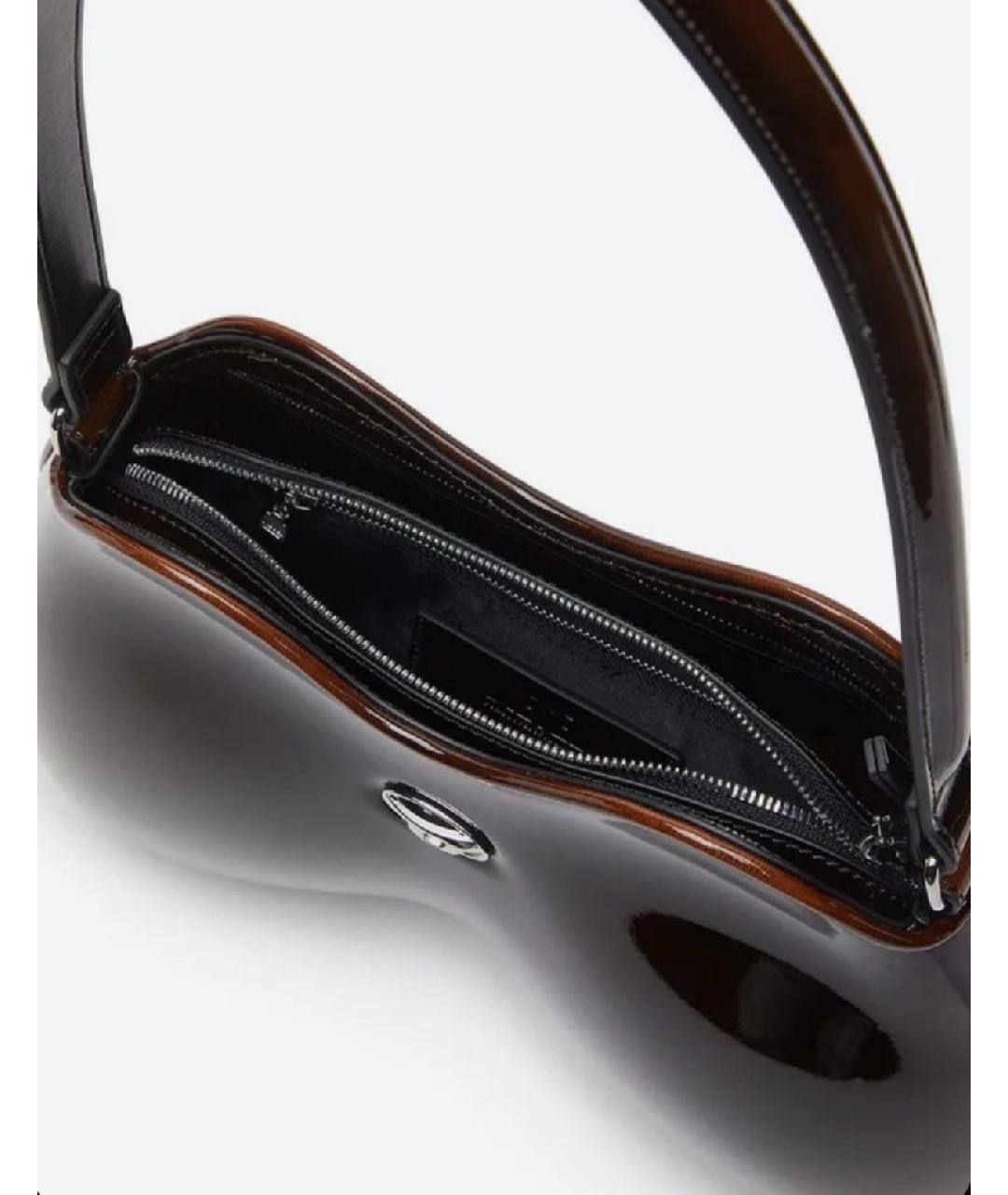 DIESEL Черная сумка через плечо из лакированной кожи, фото 4