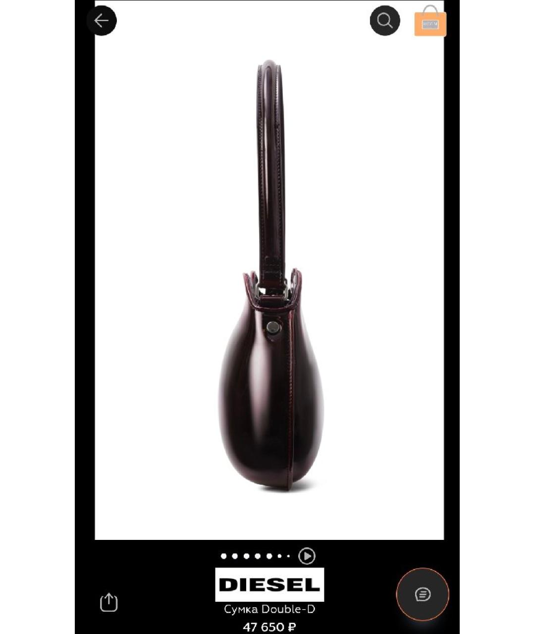 DIESEL Черная сумка через плечо из лакированной кожи, фото 3