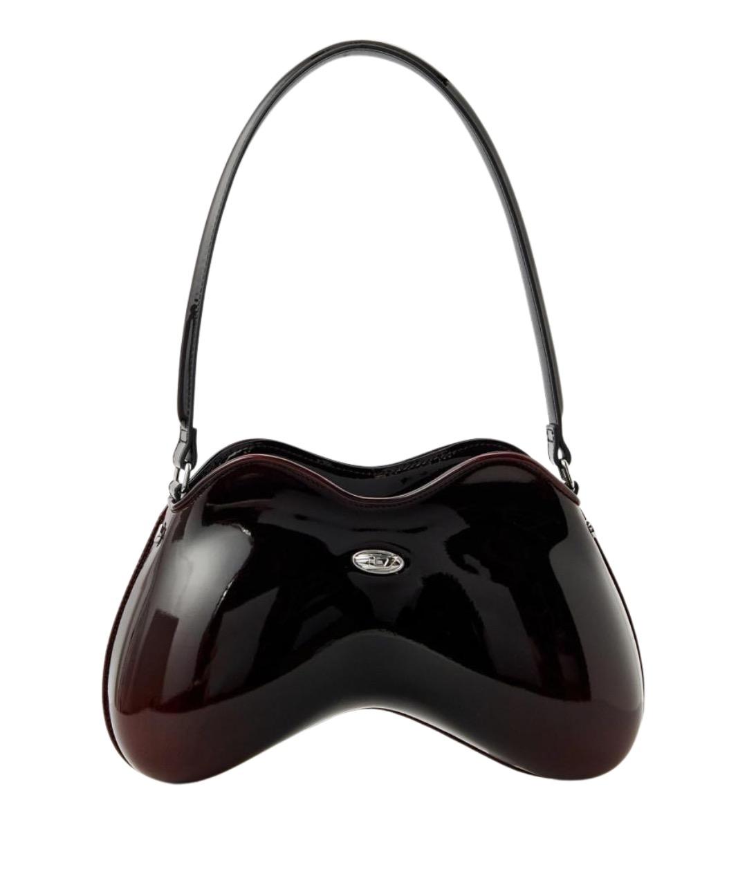 DIESEL Черная сумка через плечо из лакированной кожи, фото 1