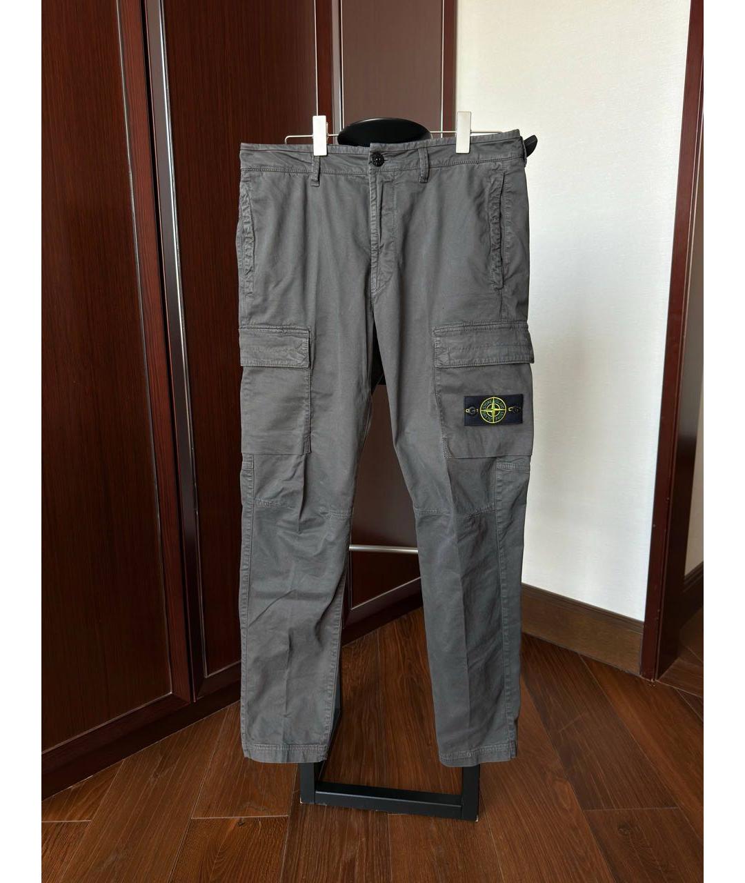 STONE ISLAND Антрацитовые хлопковые повседневные брюки, фото 4