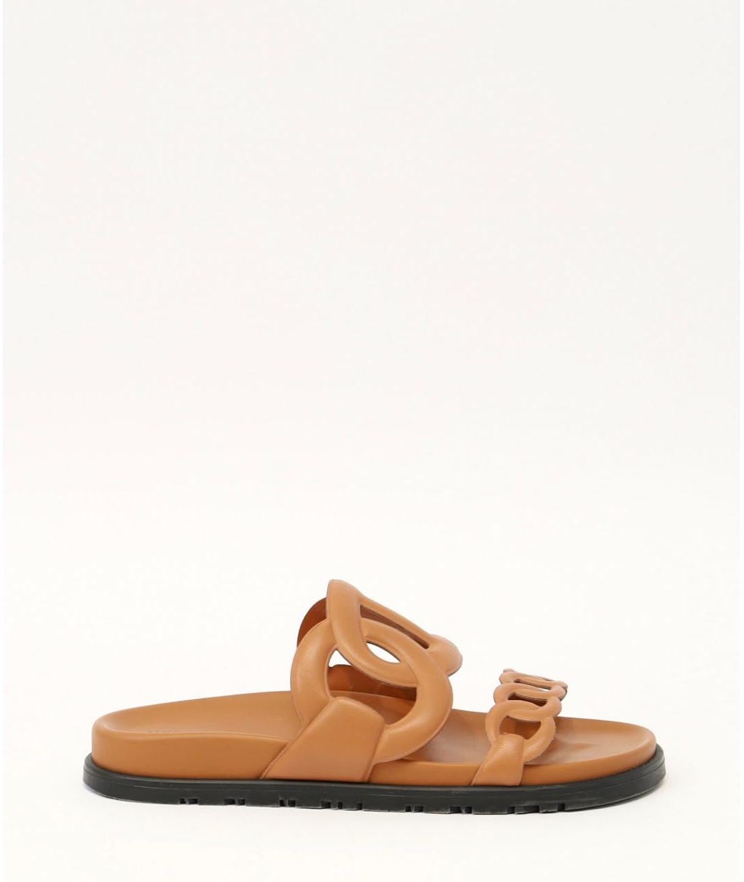 HERMES Коричневые кожаные сандалии, фото 6