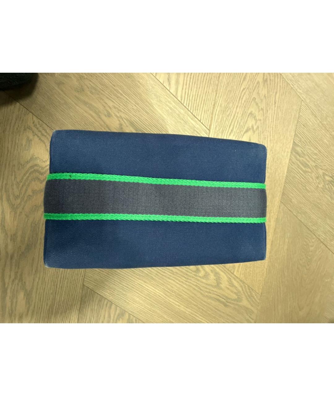 HERMES Синяя хлопковая косметичка, фото 4