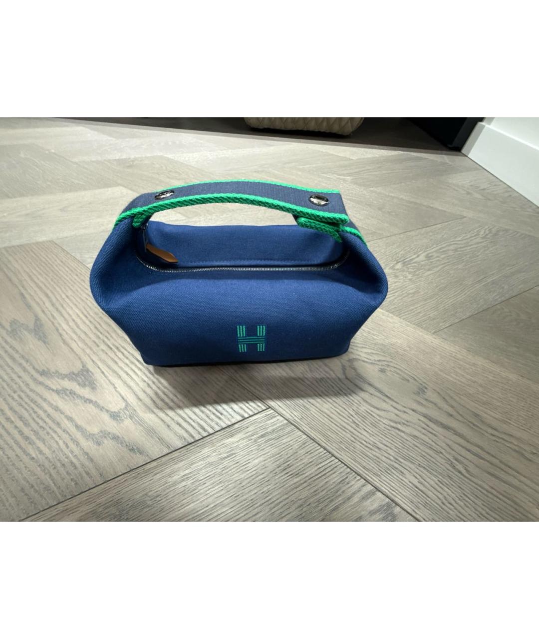 HERMES Синяя хлопковая косметичка, фото 2