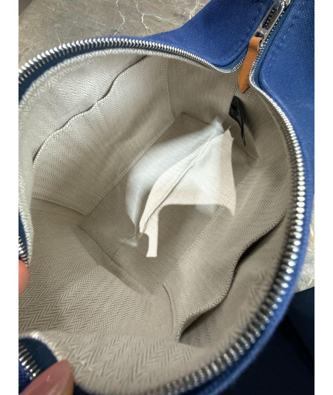 HERMES Синяя хлопковая косметичка, фото 5