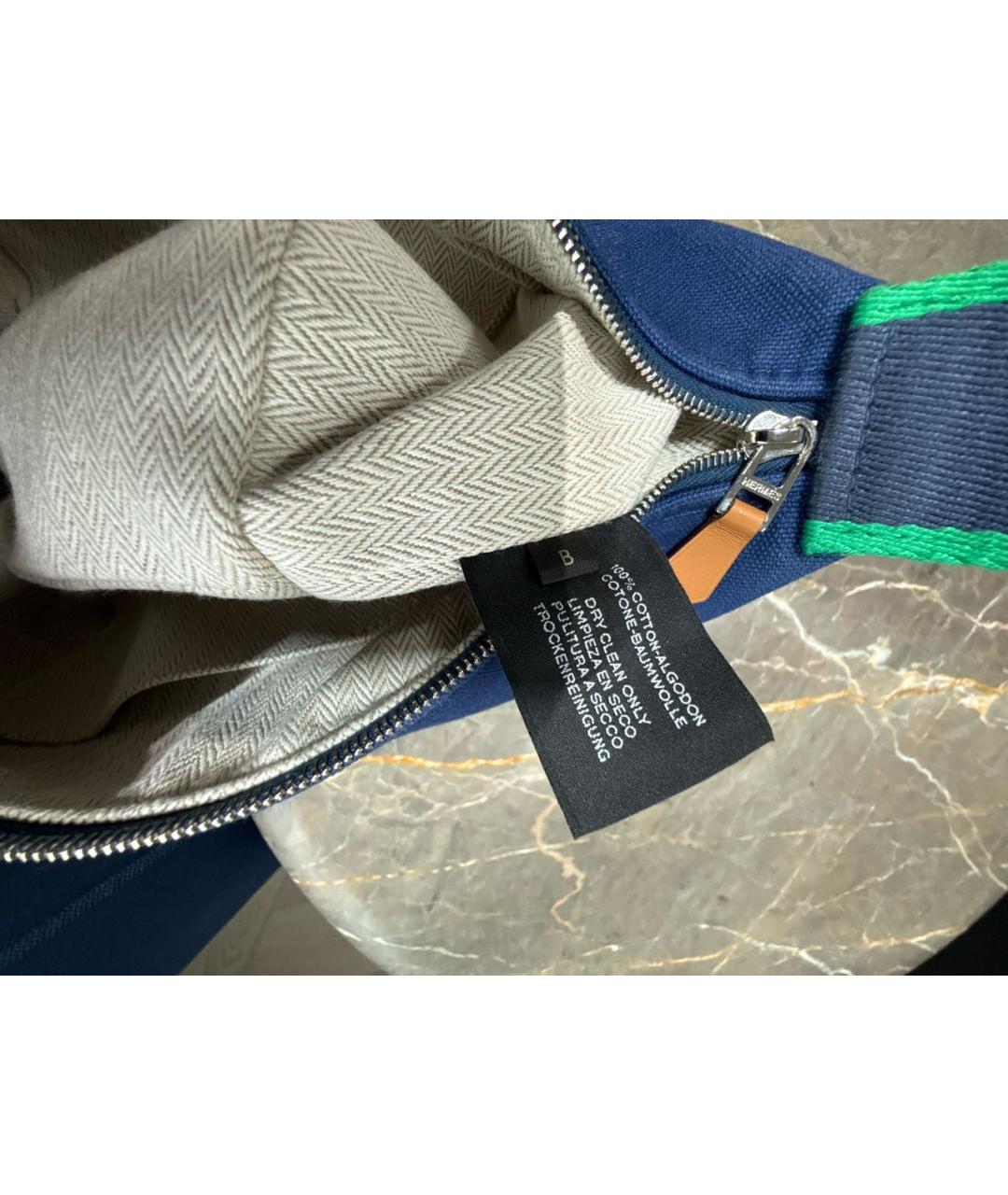 HERMES Синяя хлопковая косметичка, фото 6