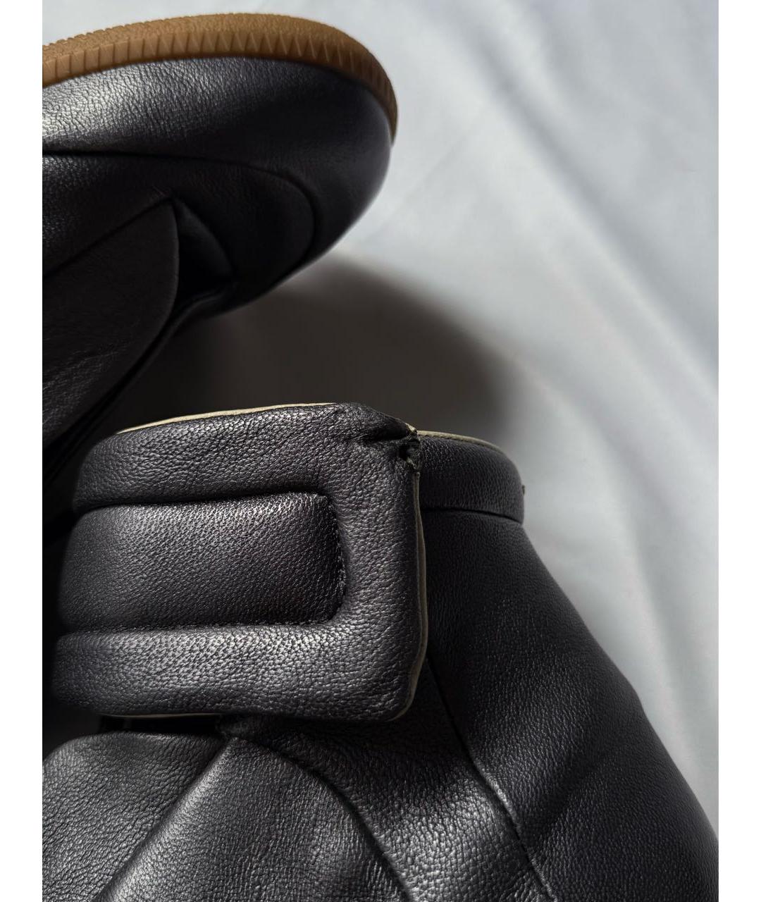 MAISON MARGIELA Антрацитовые кожаные высокие кроссовки / кеды, фото 7