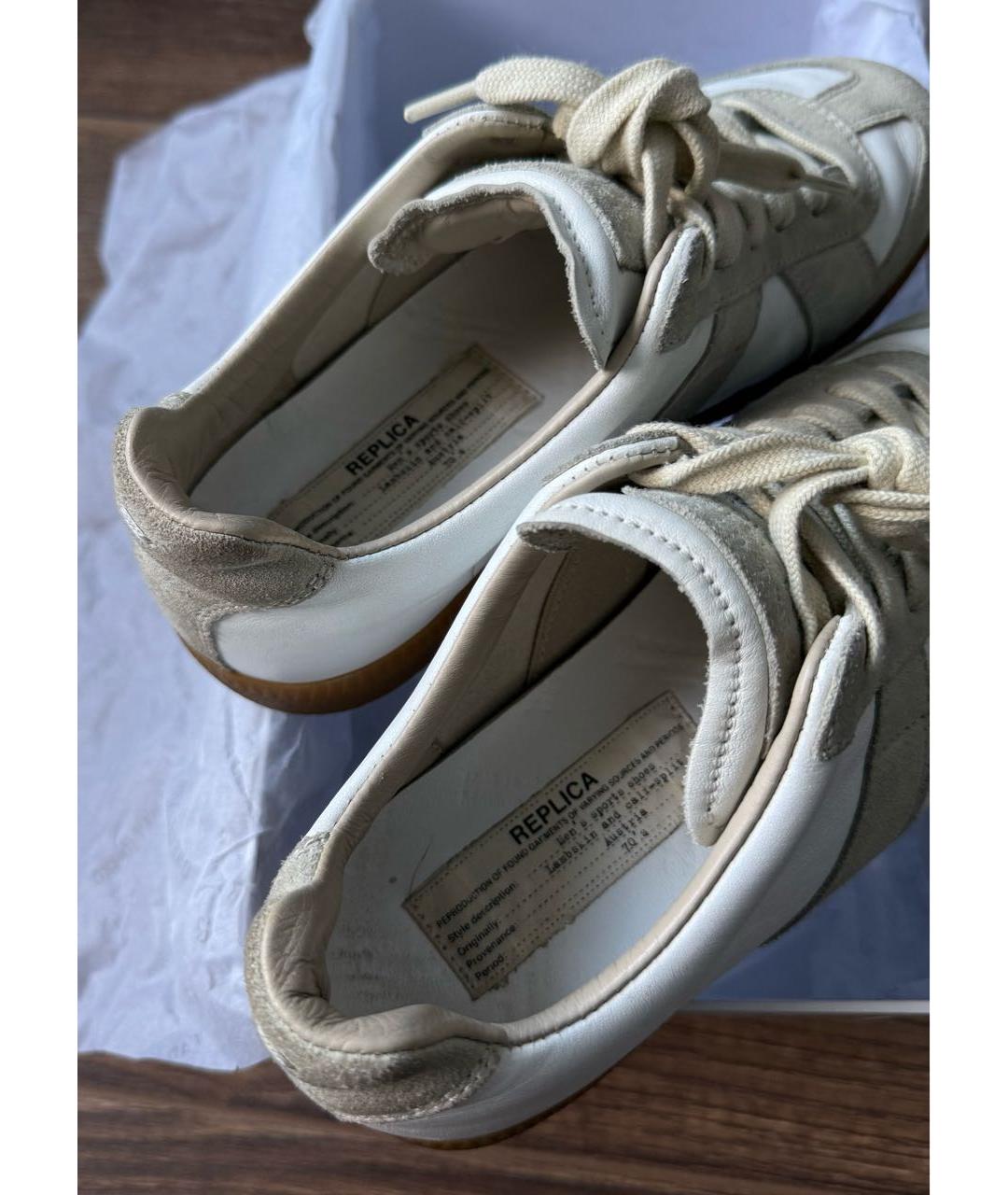 MAISON MARGIELA Белые кожаные кеды, фото 3