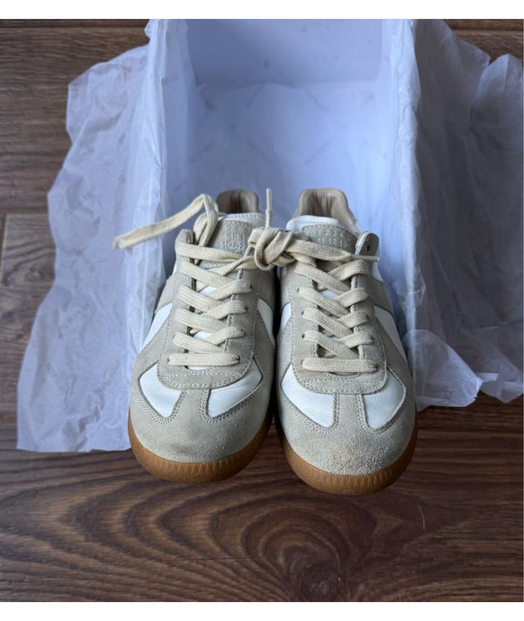 MAISON MARGIELA Белые кожаные кеды, фото 2