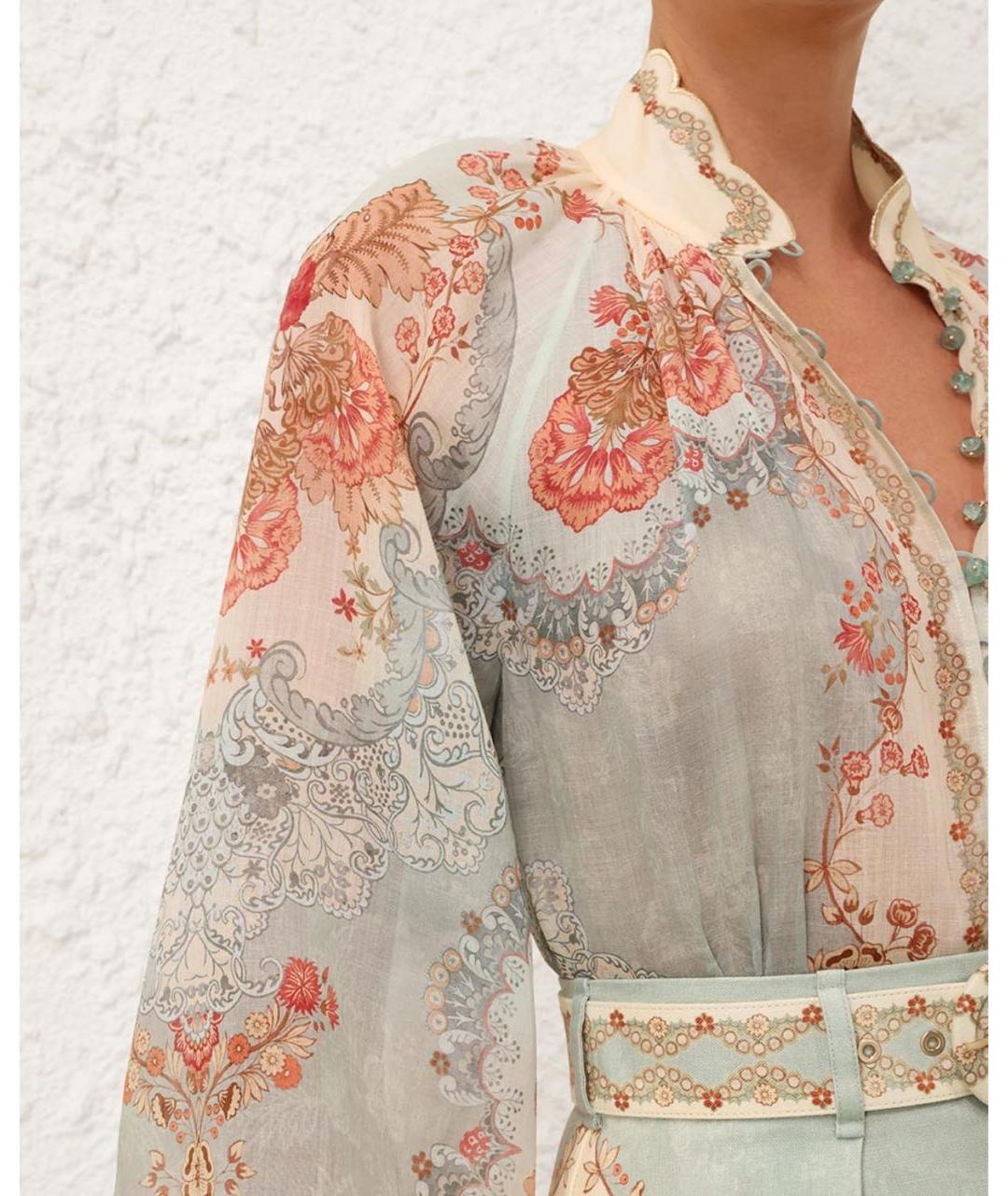 ZIMMERMANN Голубой льняной костюм с брюками, фото 6