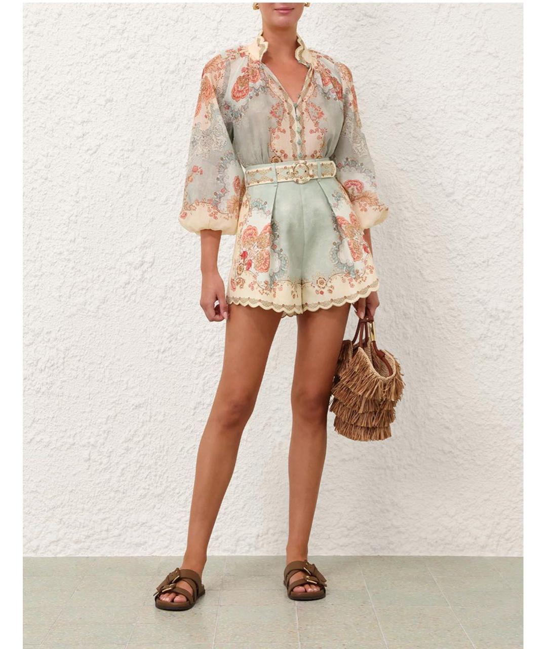 ZIMMERMANN Голубой льняной костюм с брюками, фото 8