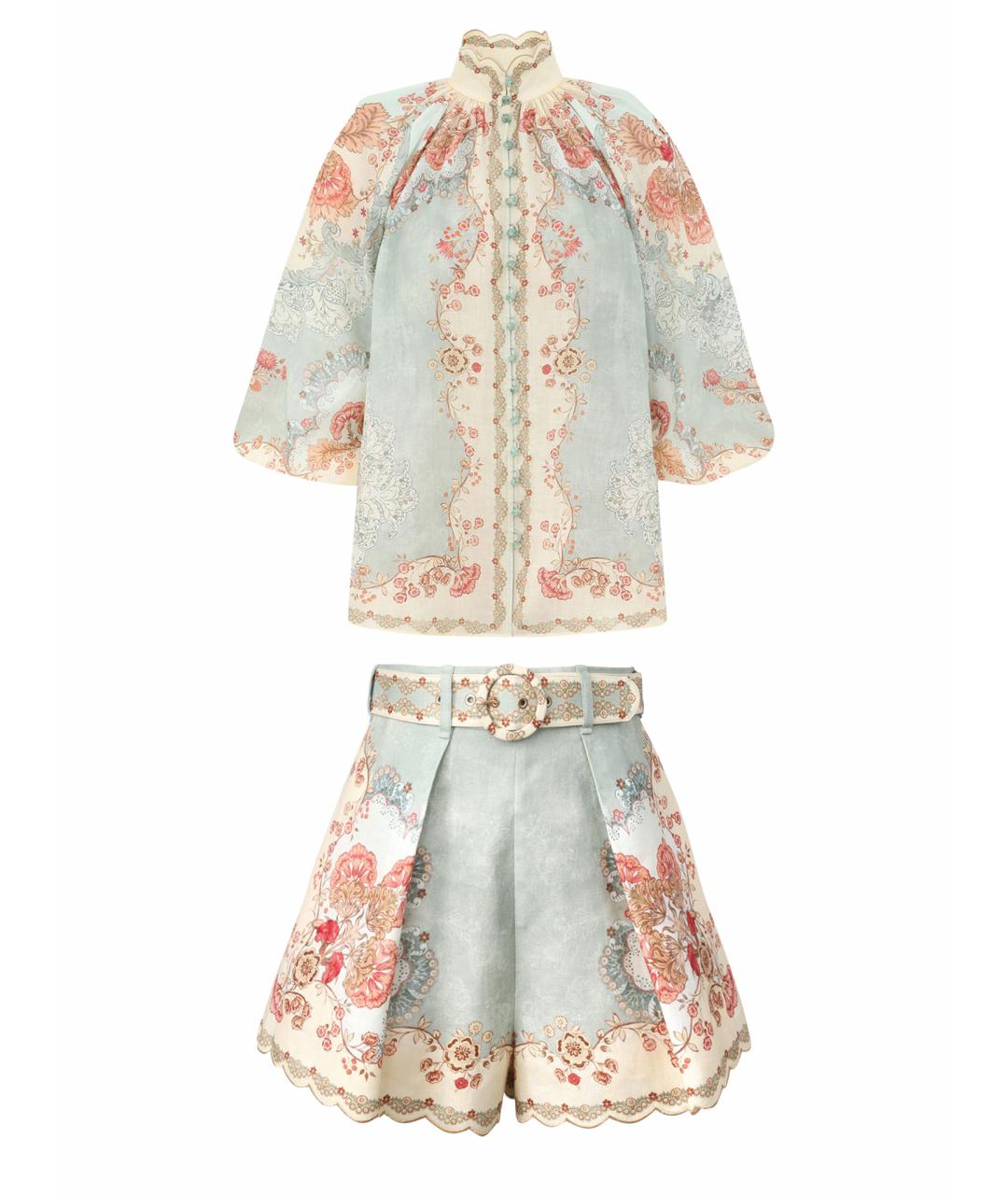 ZIMMERMANN Голубой льняной костюм с брюками, фото 1