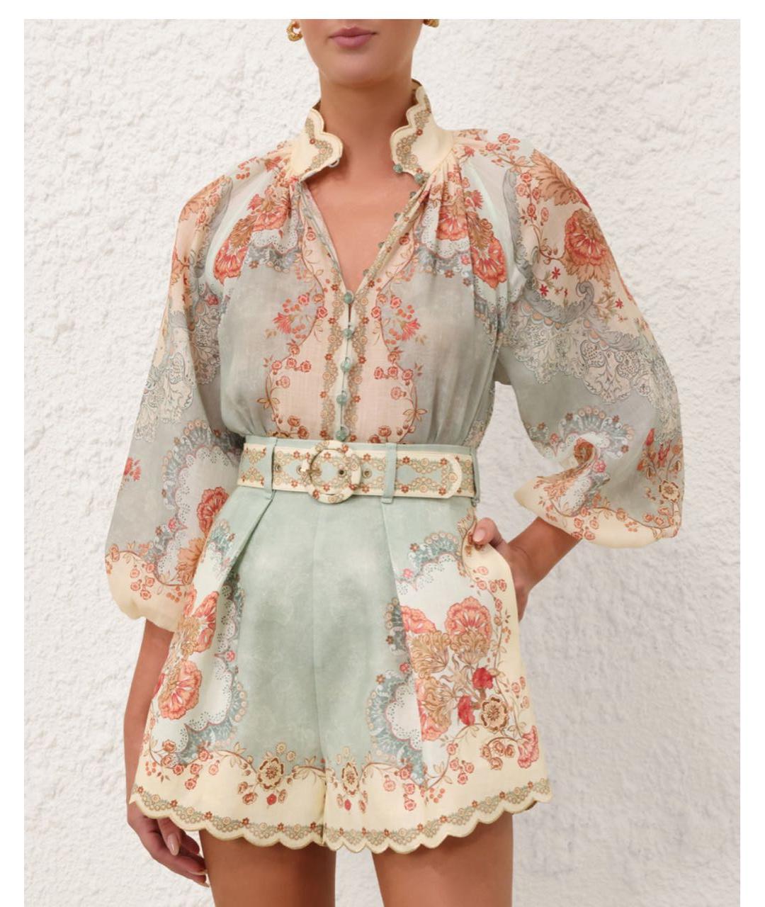 ZIMMERMANN Голубой льняной костюм с брюками, фото 7