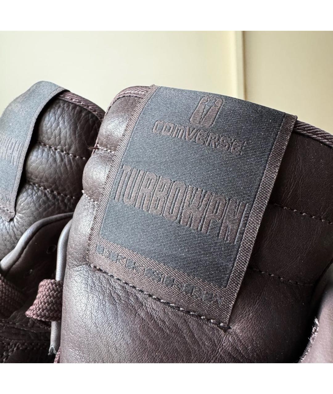 RICK OWENS DRKSHDW Коричневые кожаные высокие кроссовки / кеды, фото 5