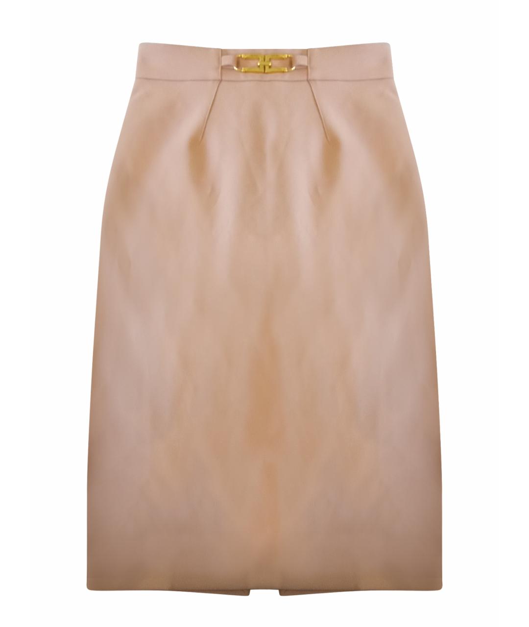 ELISABETTA FRANCHI Бежевая полиэстеровая юбка миди, фото 1