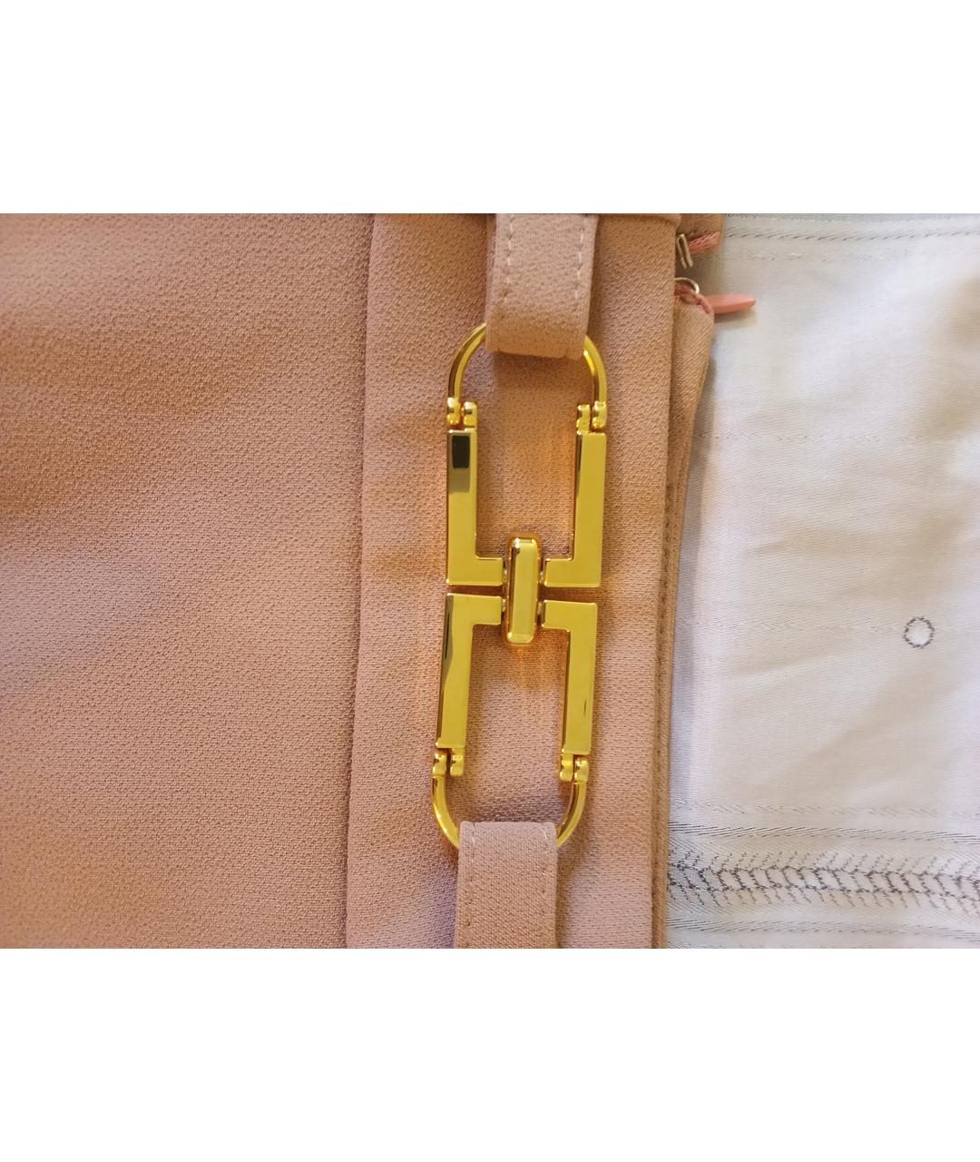 ELISABETTA FRANCHI Бежевая полиэстеровая юбка миди, фото 6