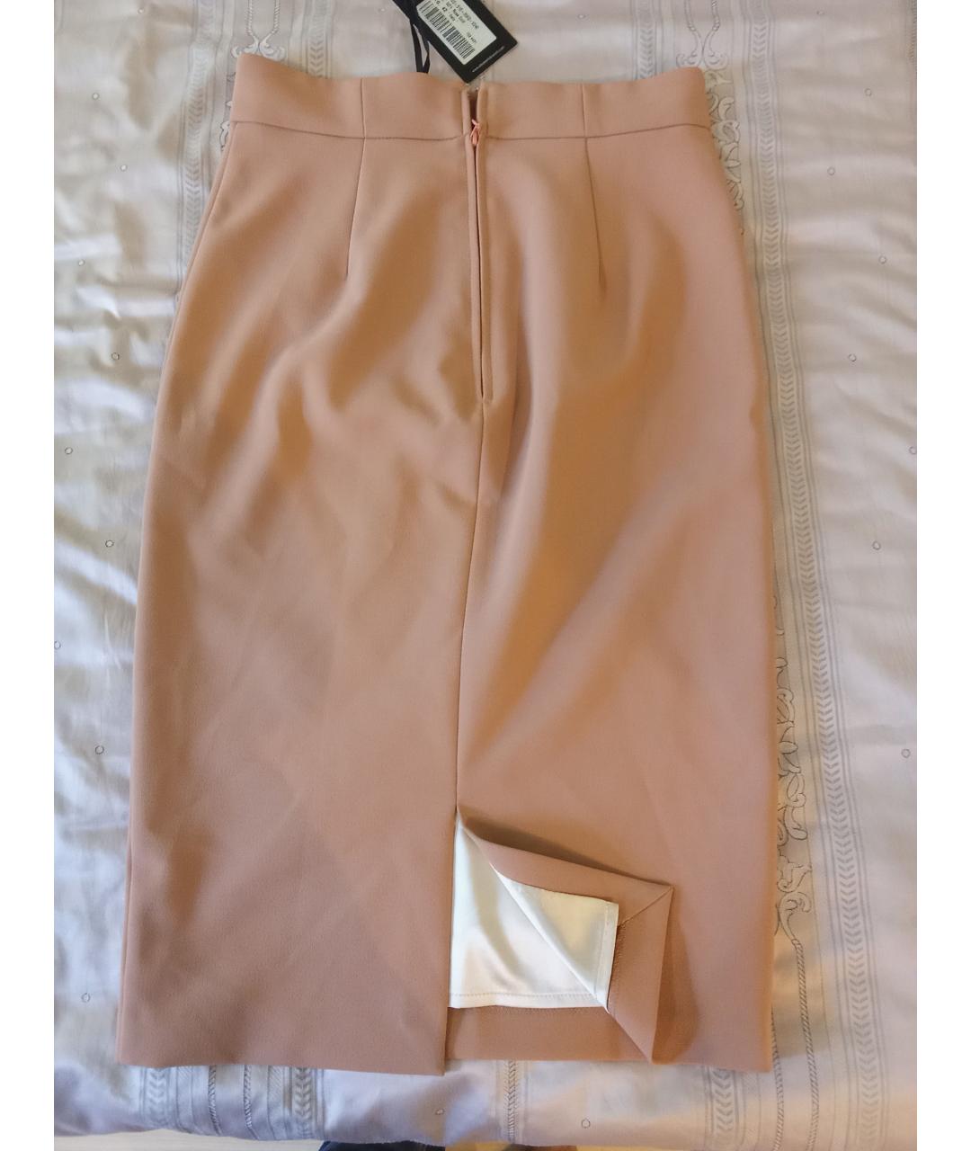 ELISABETTA FRANCHI Бежевая полиэстеровая юбка миди, фото 2