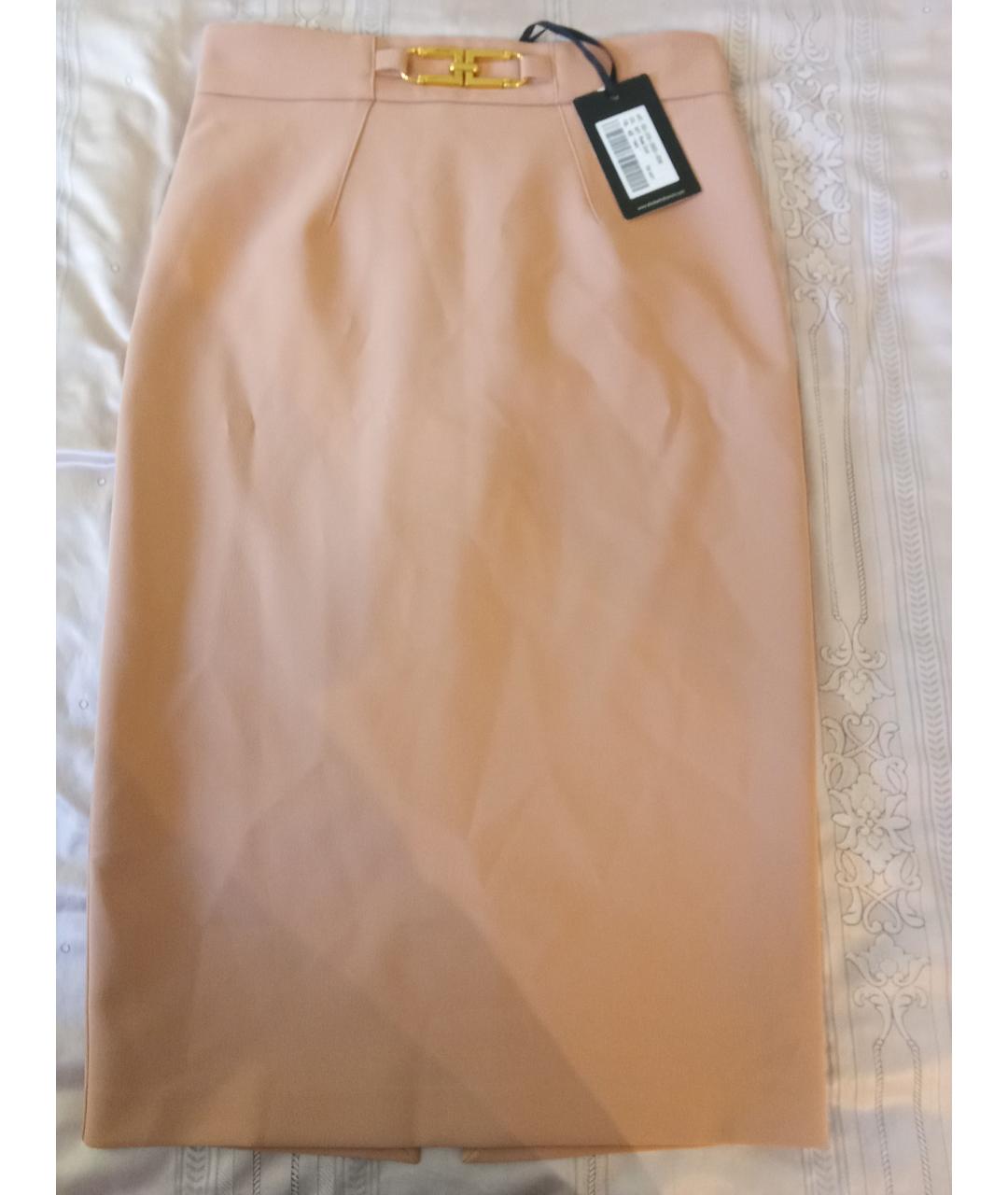 ELISABETTA FRANCHI Бежевая полиэстеровая юбка миди, фото 7
