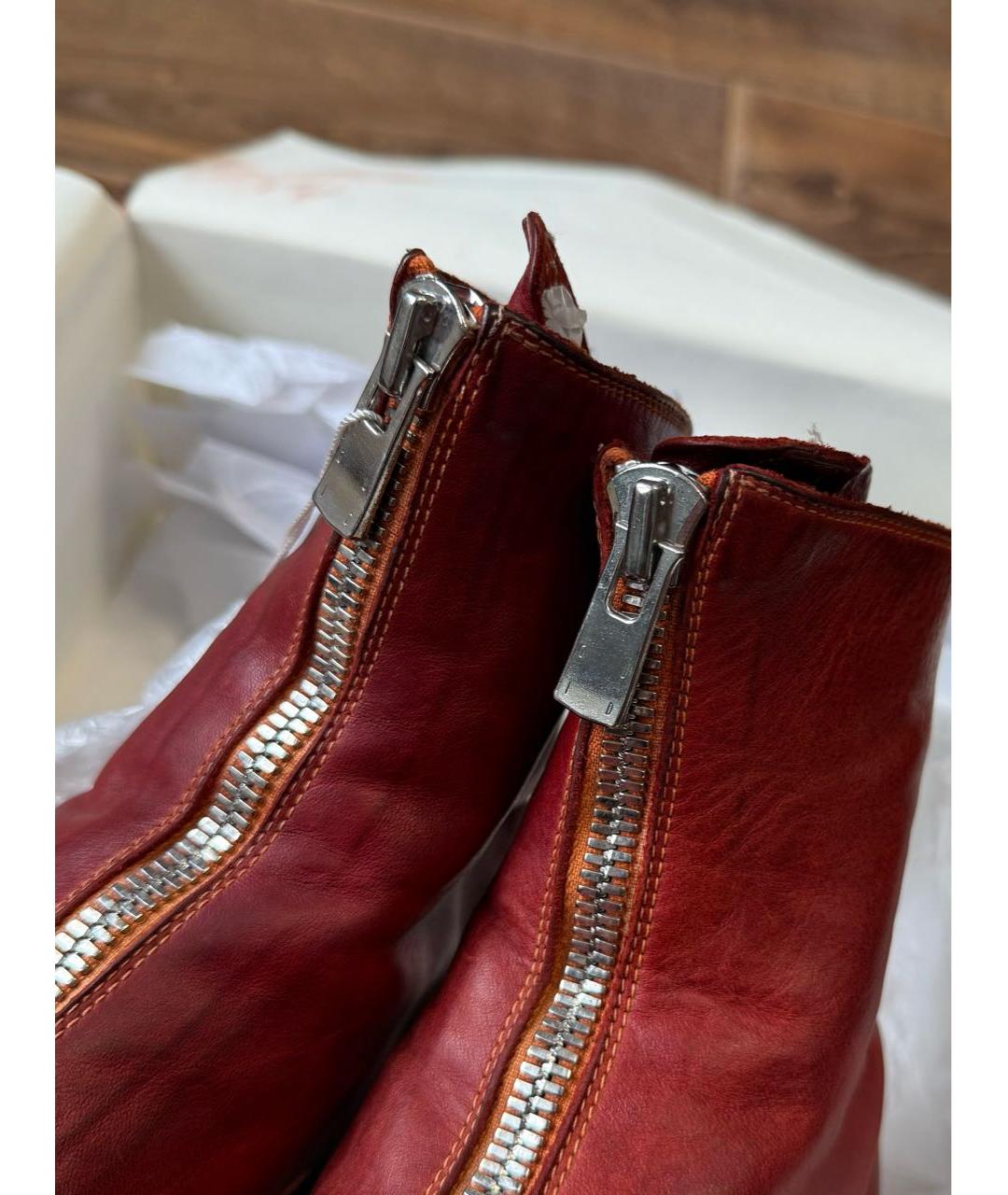 GUIDI Красные кожаные ботинки, фото 6