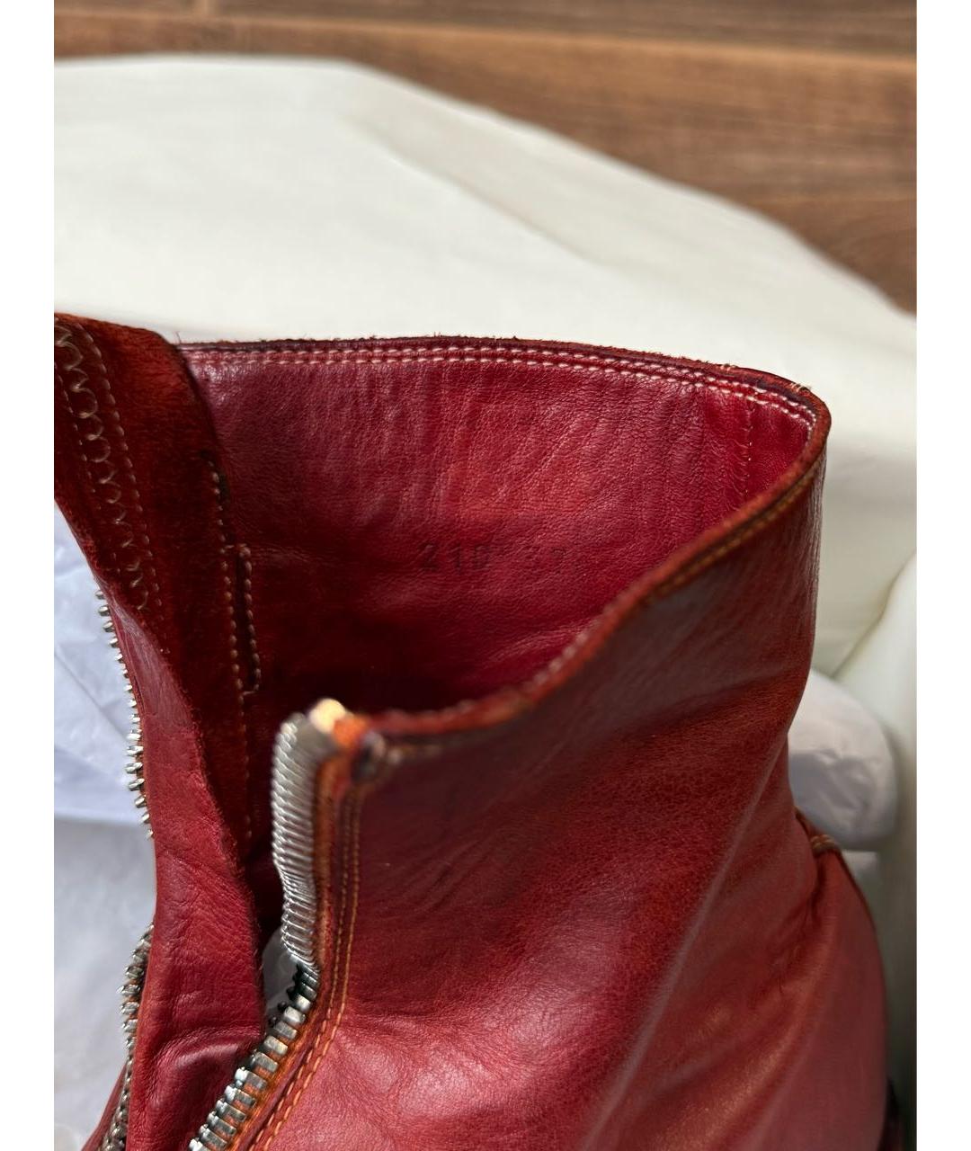 GUIDI Красные кожаные ботинки, фото 3