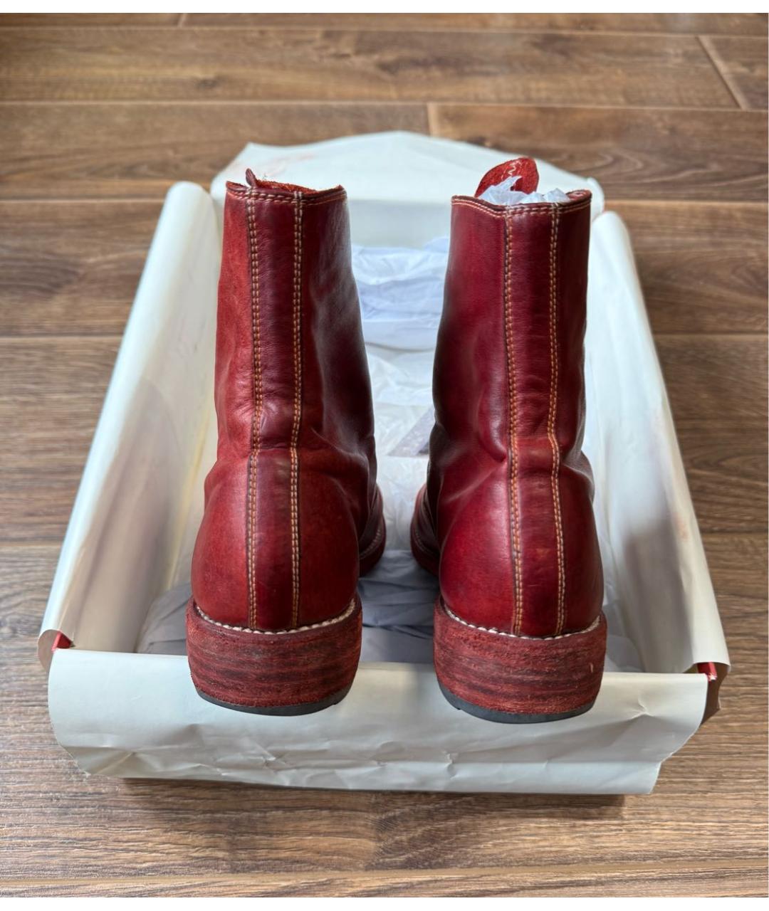 GUIDI Красные кожаные ботинки, фото 4
