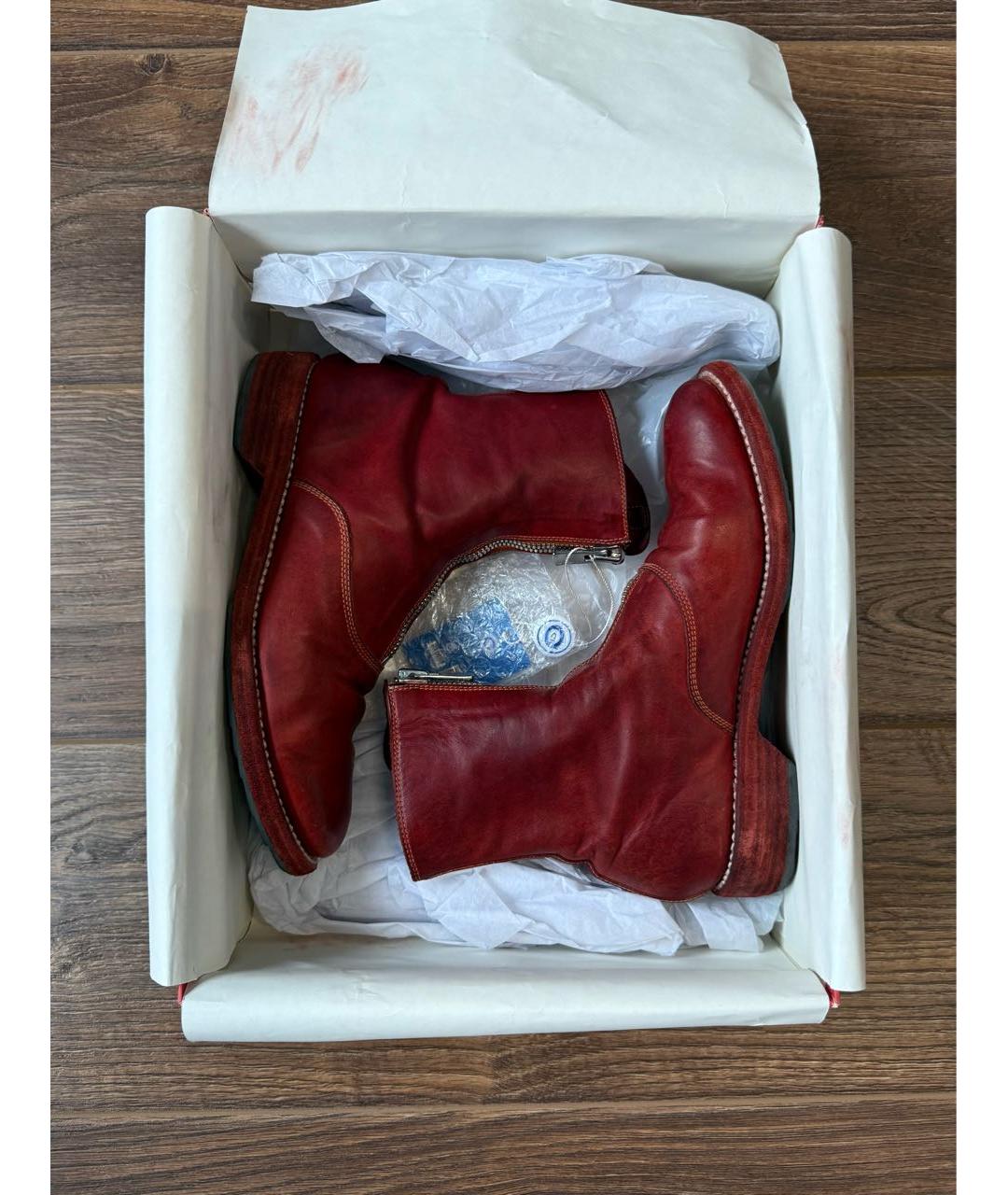 GUIDI Красные кожаные ботинки, фото 5