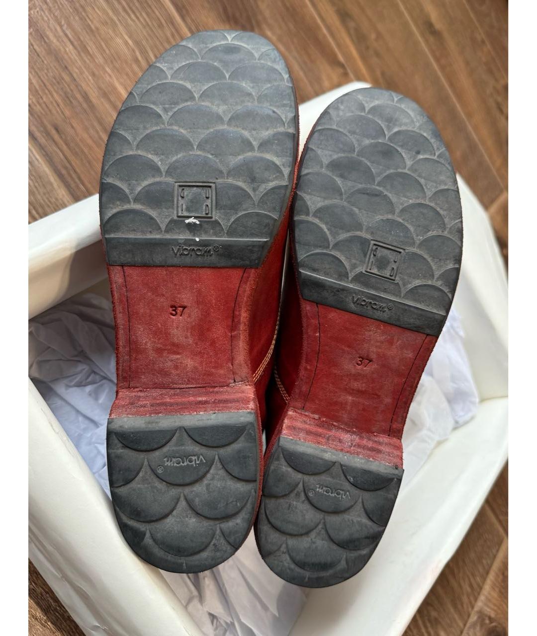 GUIDI Красные кожаные ботинки, фото 7