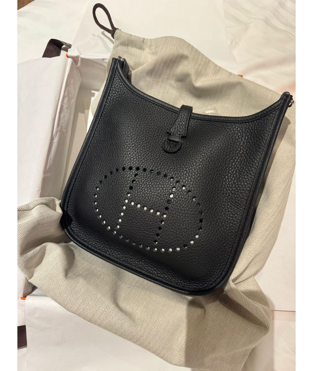 HERMES Черная кожаная сумка через плечо, фото 4