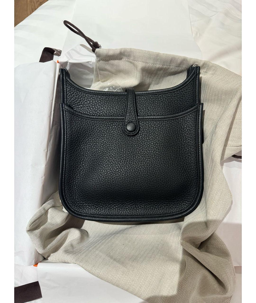 HERMES Черная кожаная сумка через плечо, фото 3