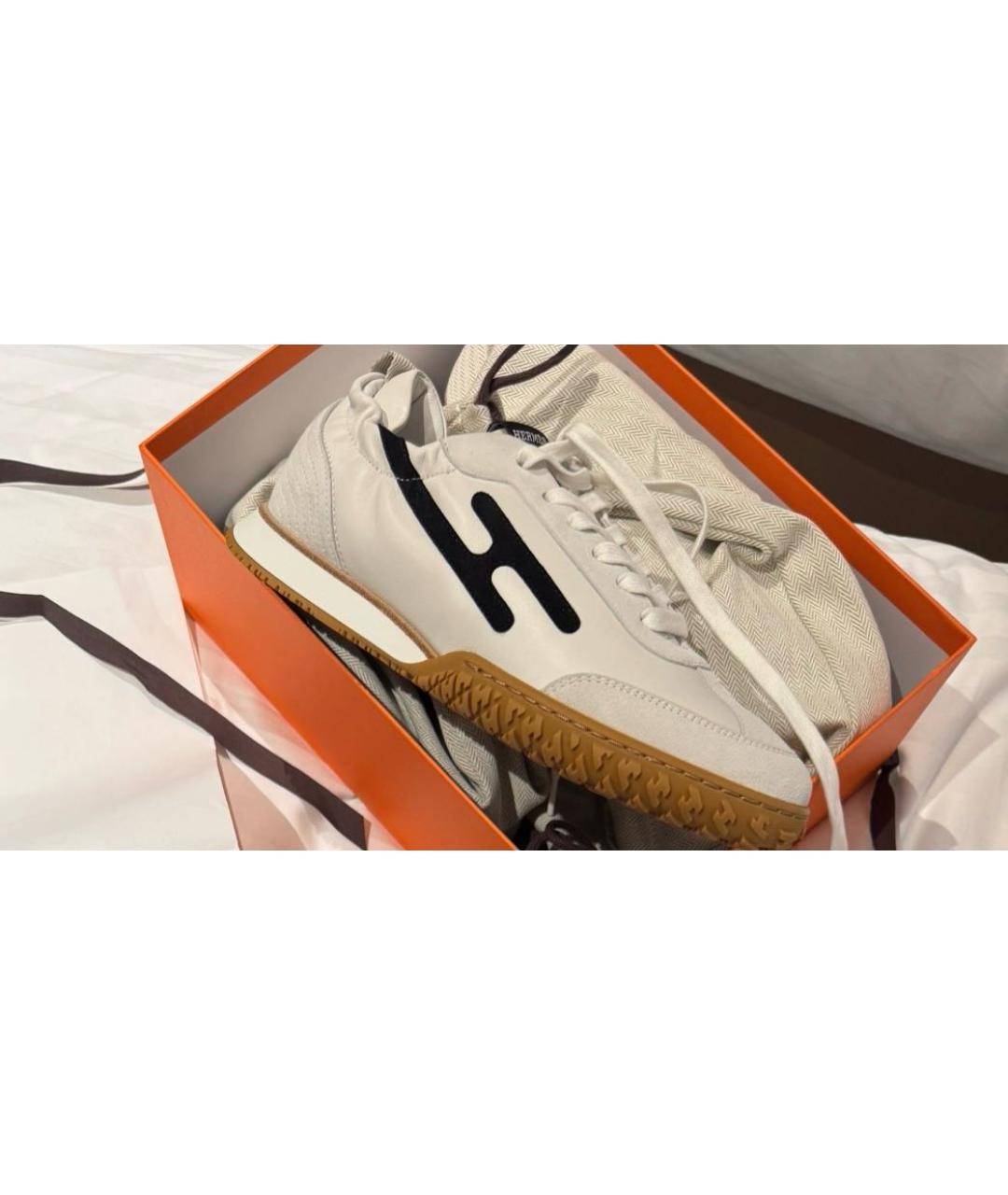 HERMES Белые кожаные кроссовки, фото 3