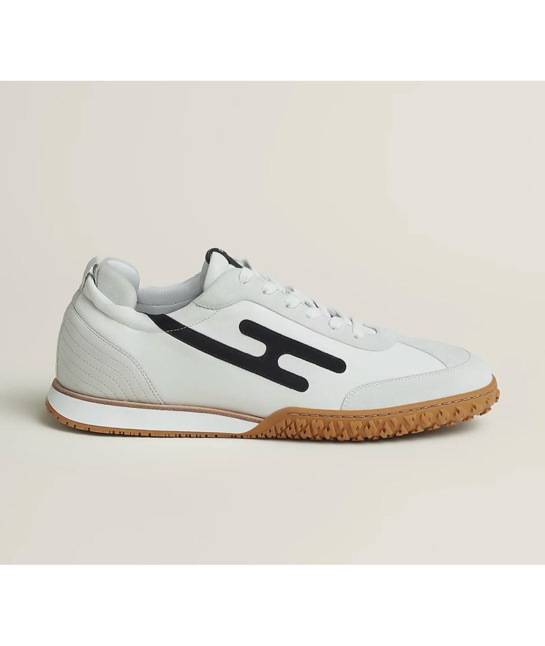 HERMES Белые кожаные кроссовки, фото 4