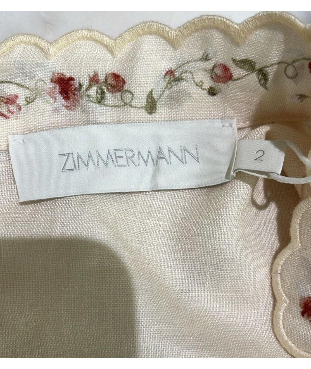 ZIMMERMANN Бежевое льняное платье, фото 2