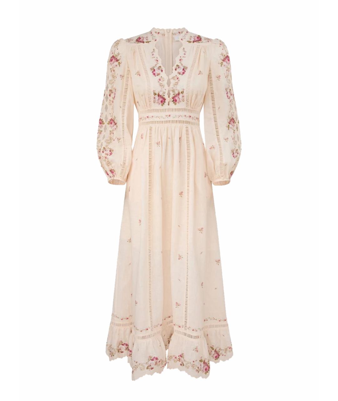 ZIMMERMANN Бежевое льняное платье, фото 1